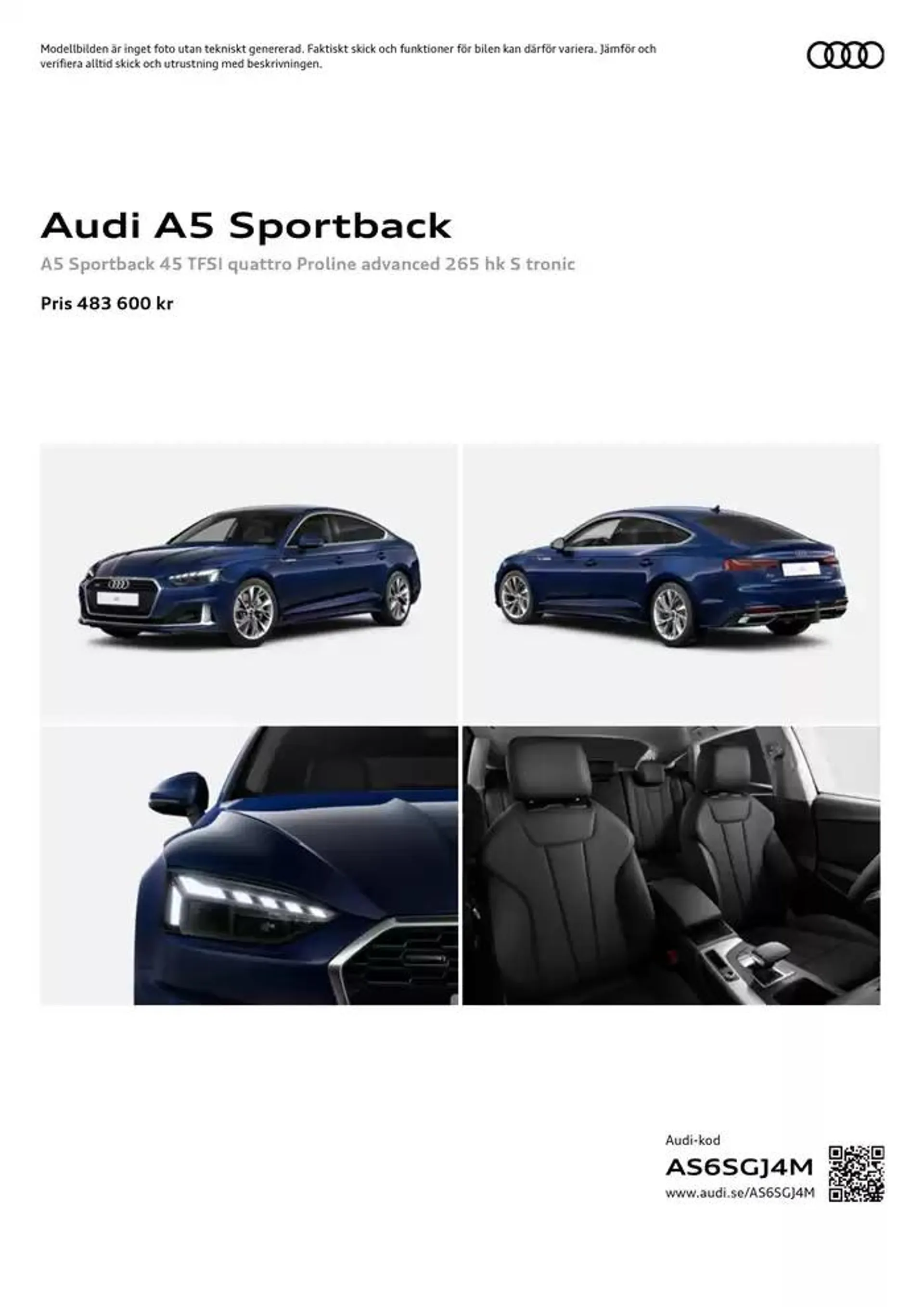 Audi A5 Sportback från 1 november till 1 november 2025 - Reklamblad sidor 1