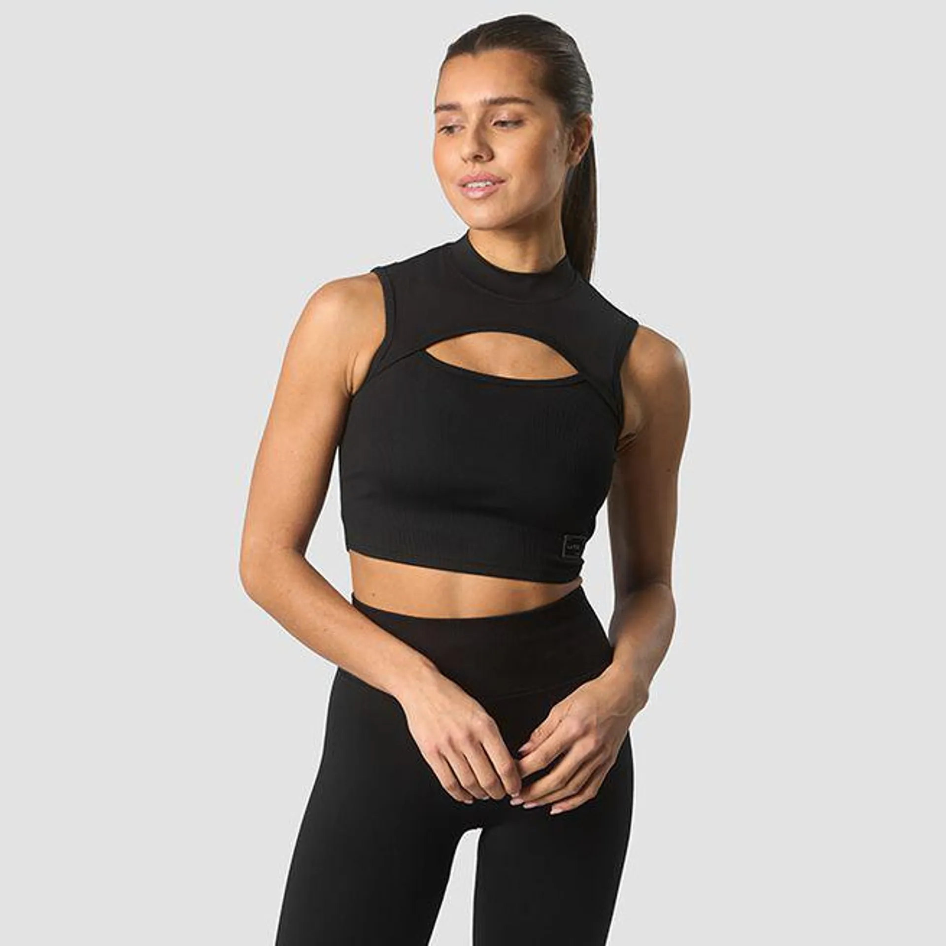 Shourai Cropped Tank Top, Black