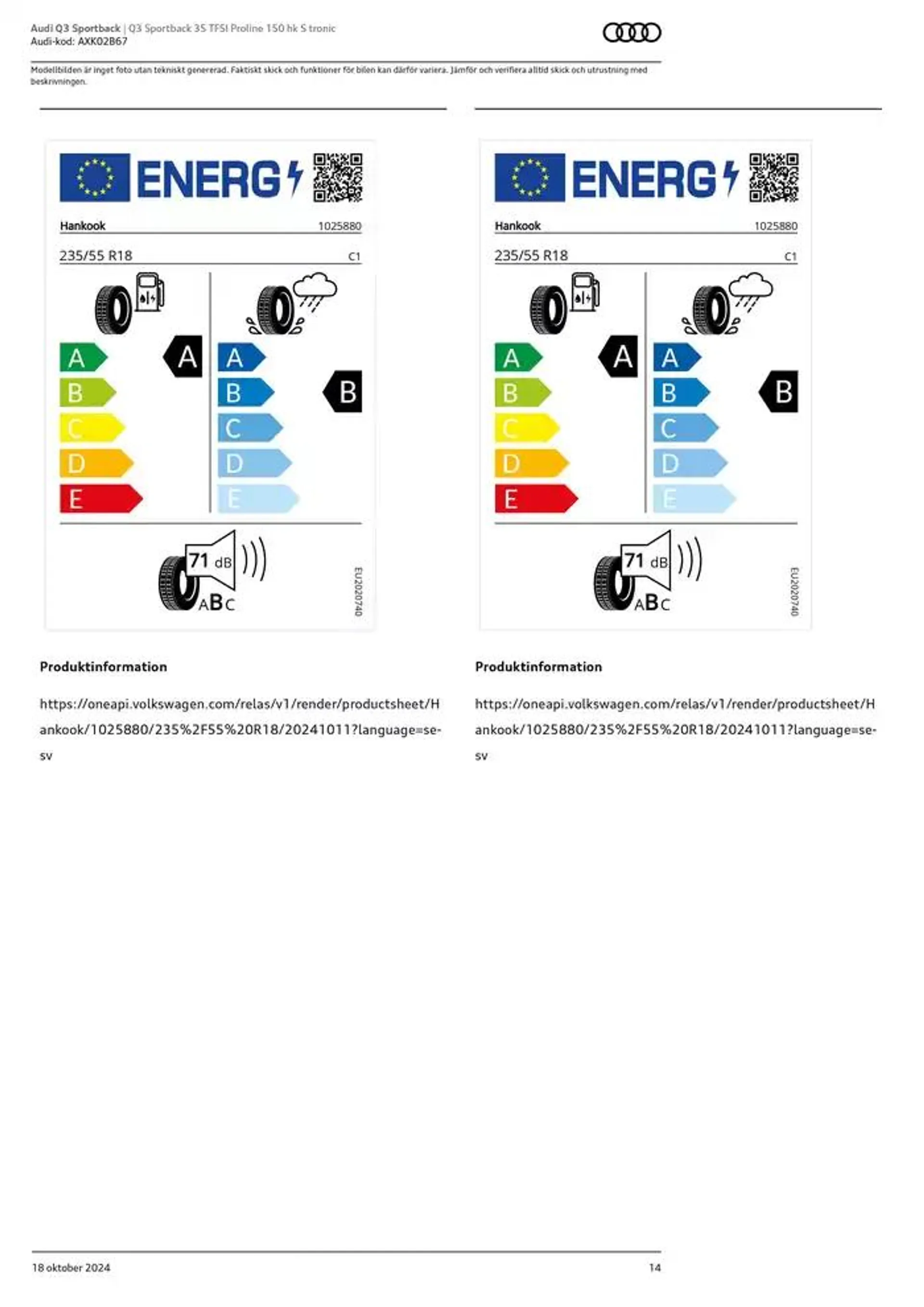 Audi Q3 Sportback från 18 oktober till 18 oktober 2025 - Reklamblad sidor 14
