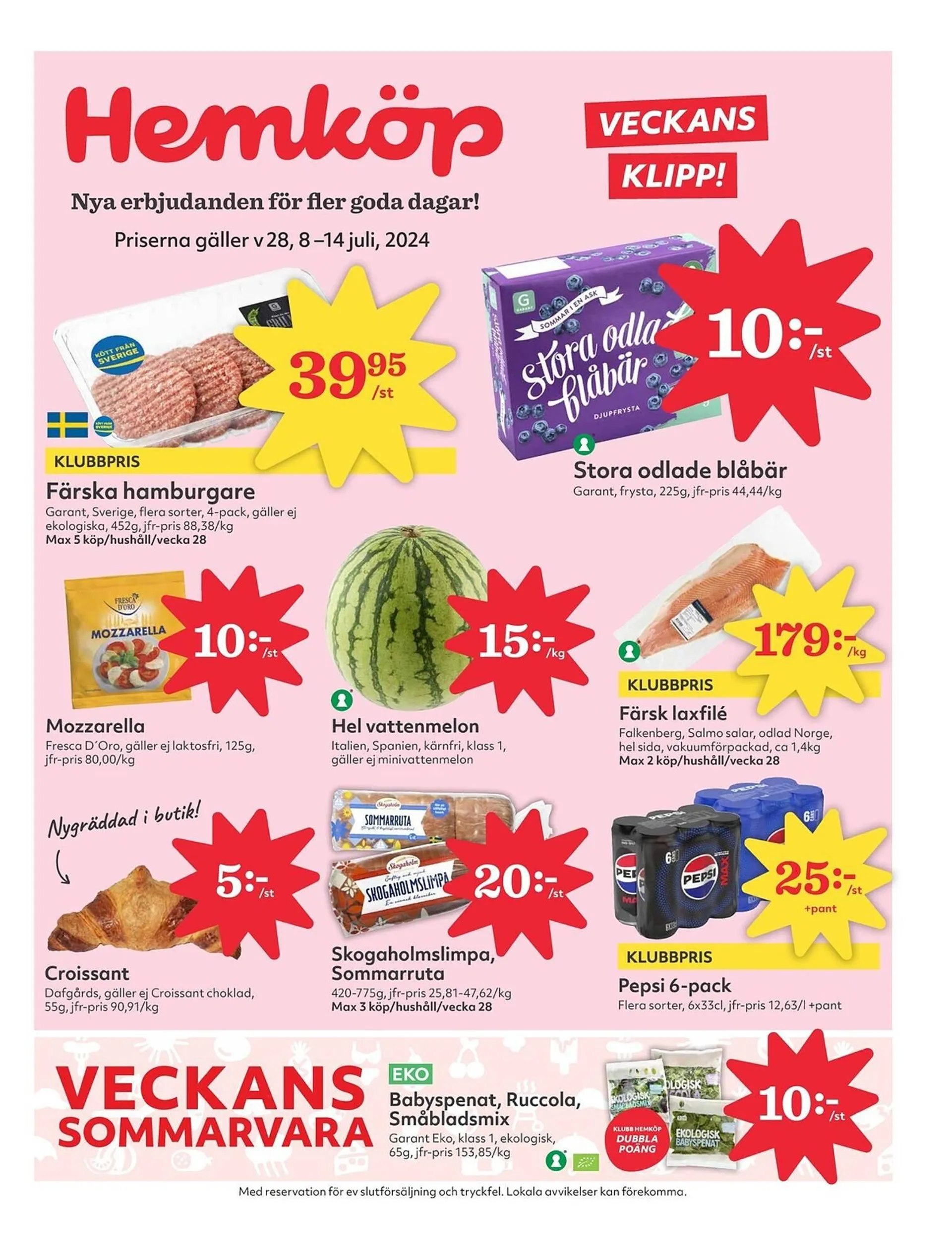 Hemköp reklamblad från 8 juli till 14 juli 2024 - Reklamblad sidor 1