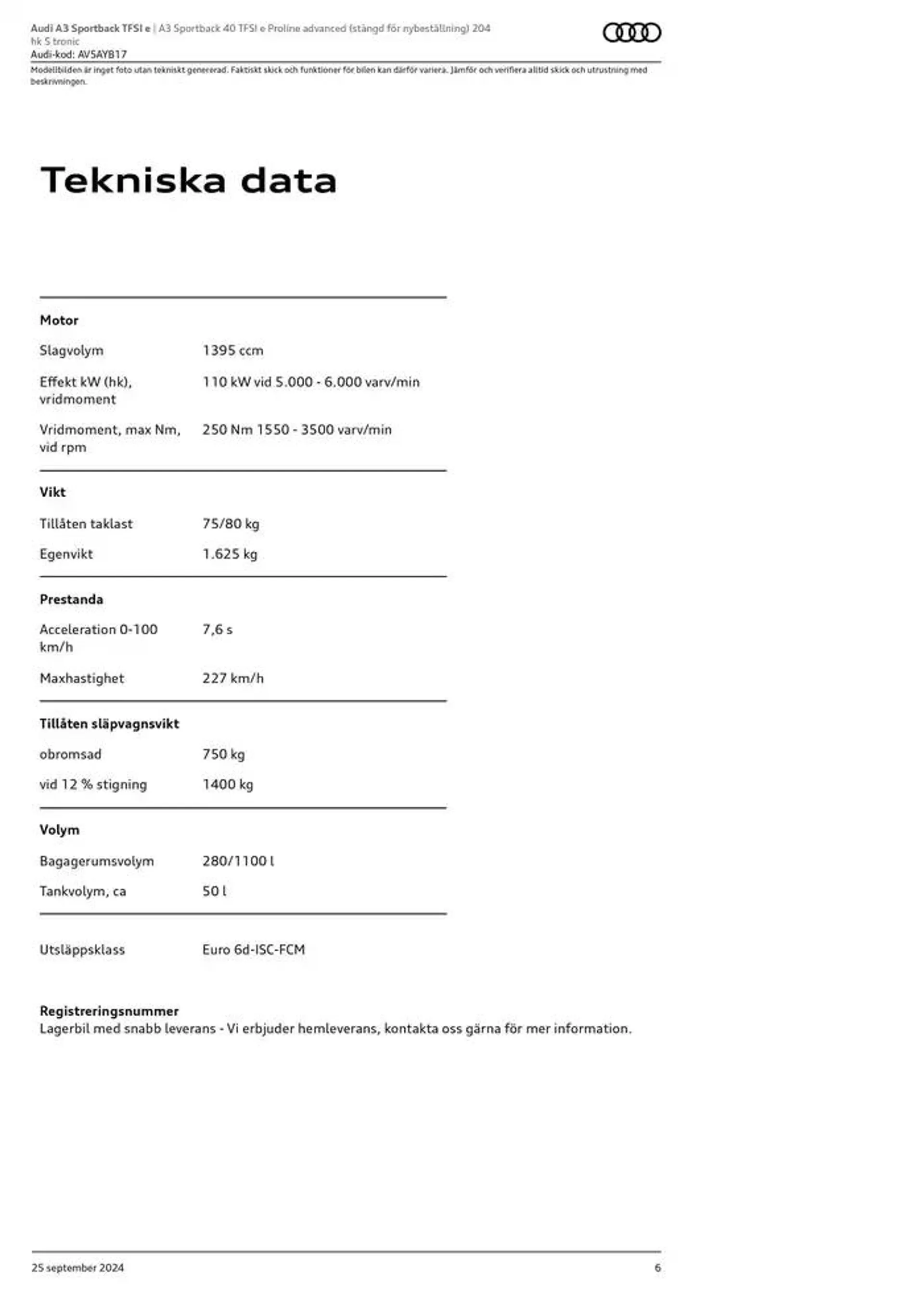 Audi A3 Sportback TFSI e från 25 september till 25 september 2025 - Reklamblad sidor 6