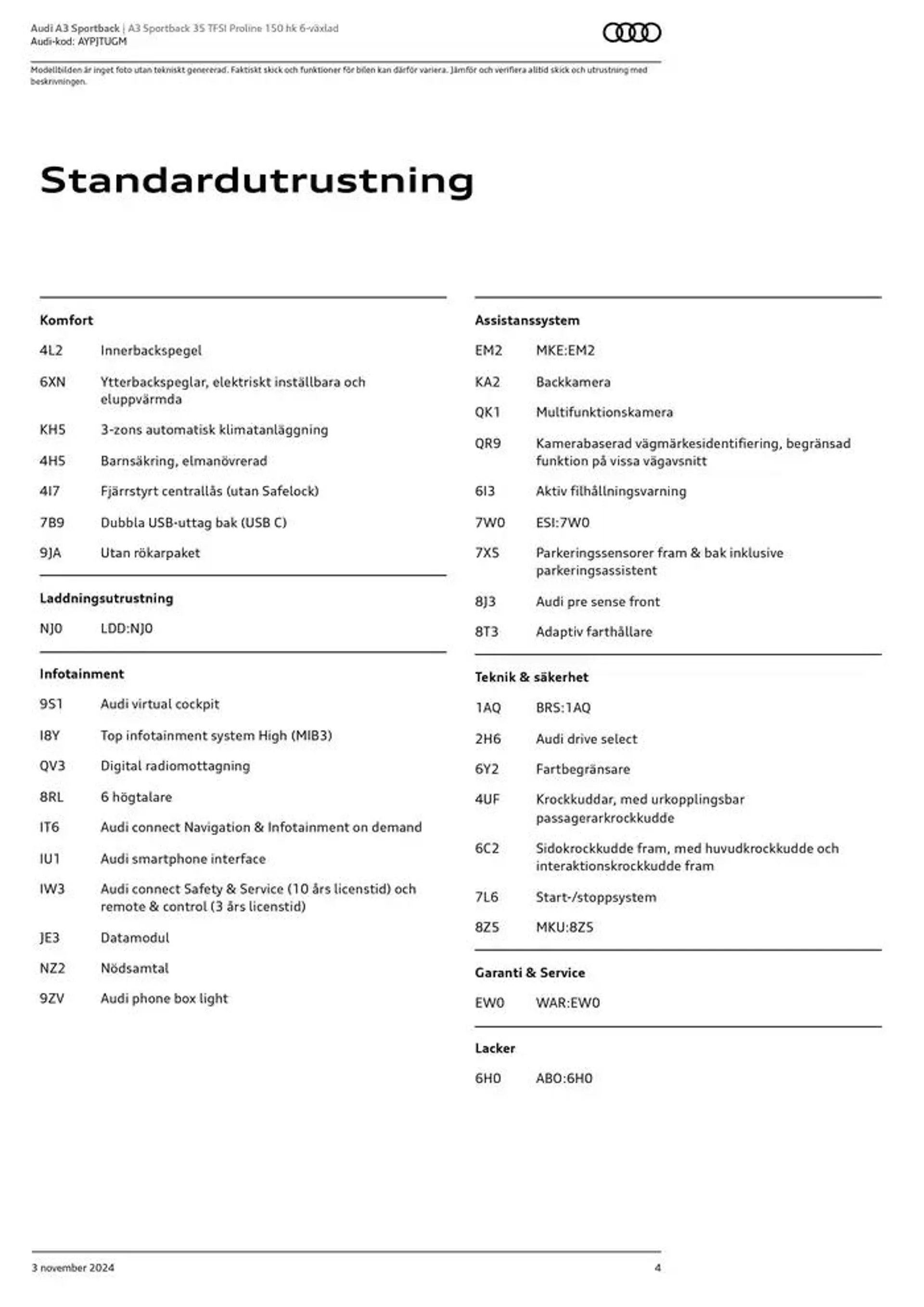 Audi A3 Sportback från 3 november till 3 november 2025 - Reklamblad sidor 4