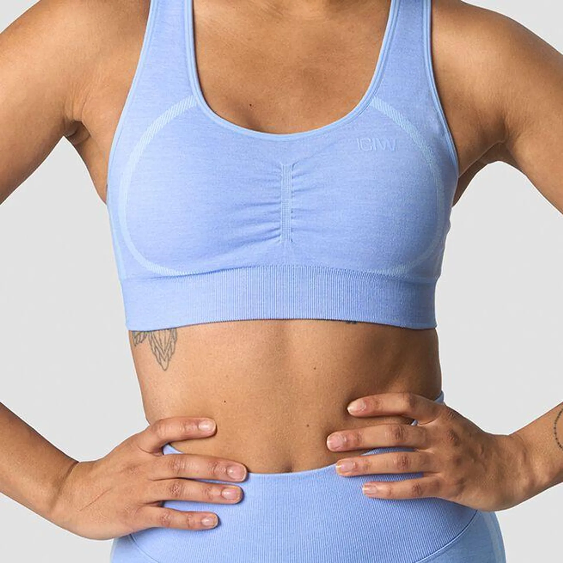 Rush Seamless Sports Bra, Soft Blue Melange