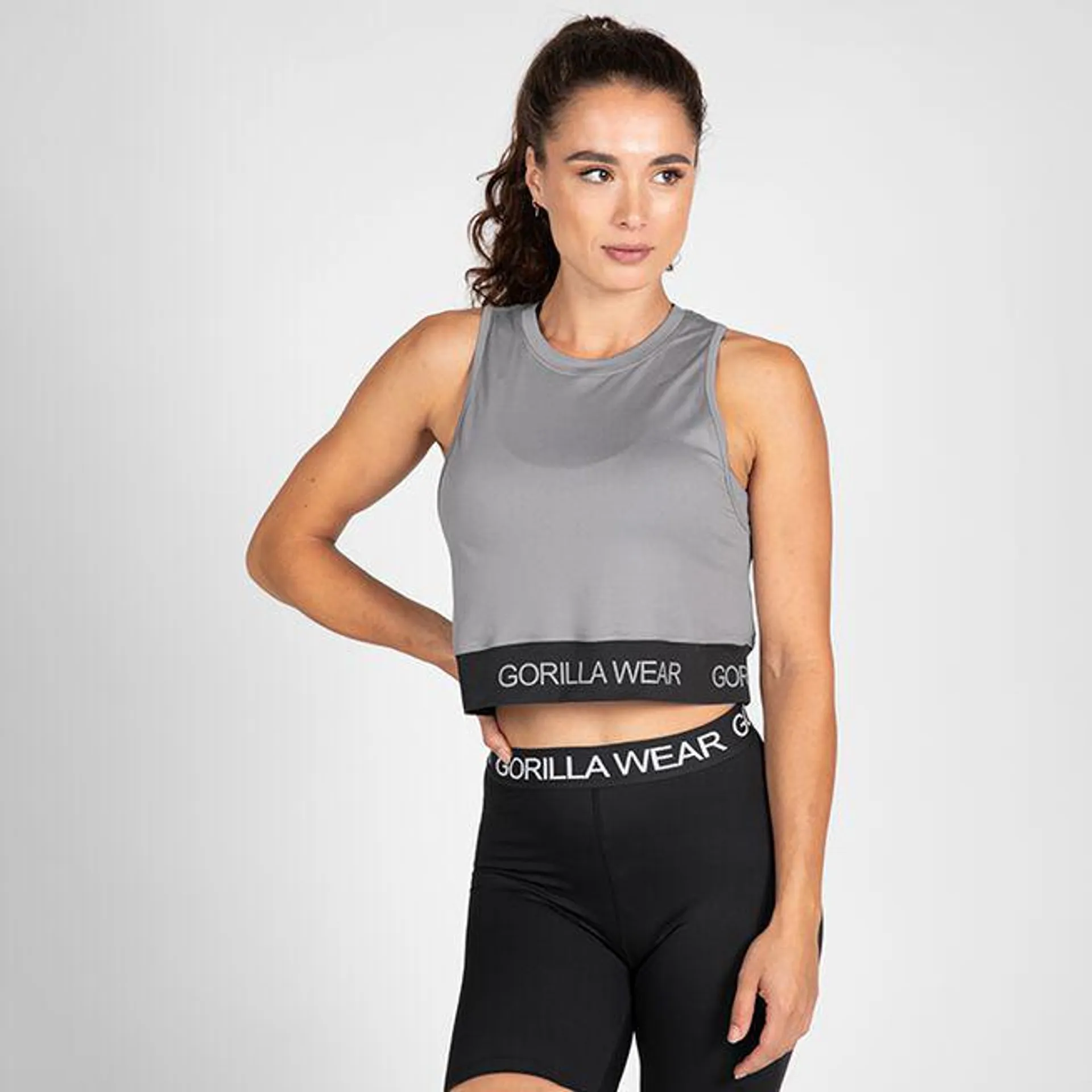 Colby Cropped Tank Top, Grey