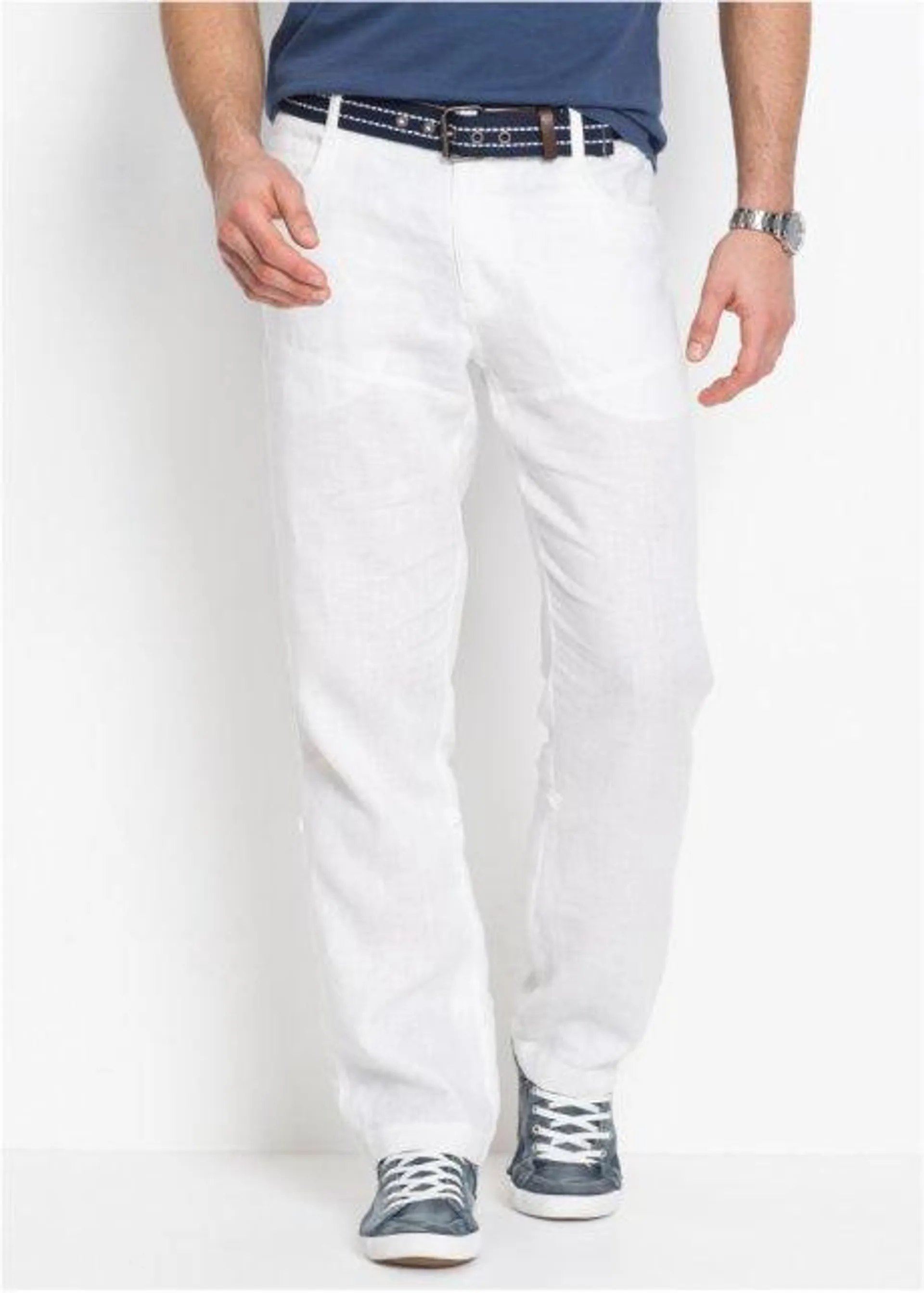 Pantalon lin Regular Fit, longueur modulable