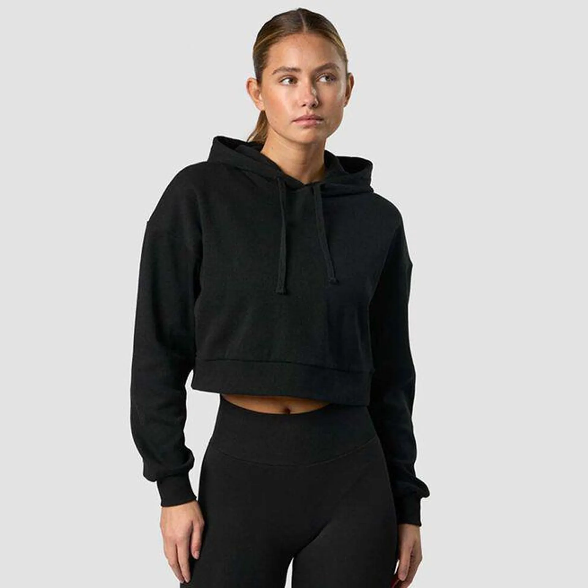 Recharge Cropped Hoodie Wmn, Black