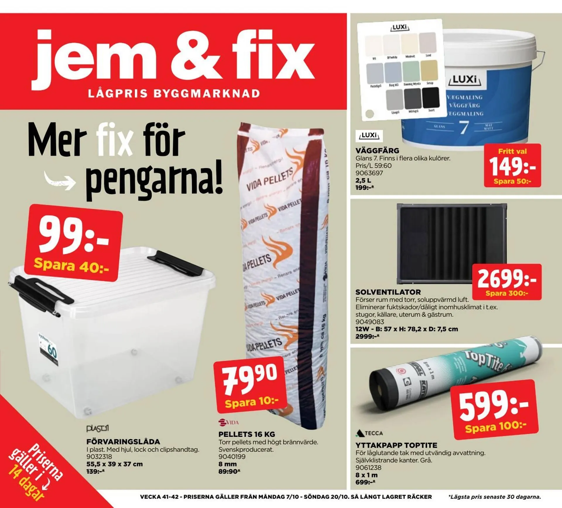 Jem&Fix reklamblad från 6 oktober till 20 oktober 2024 - Reklamblad sidor 1