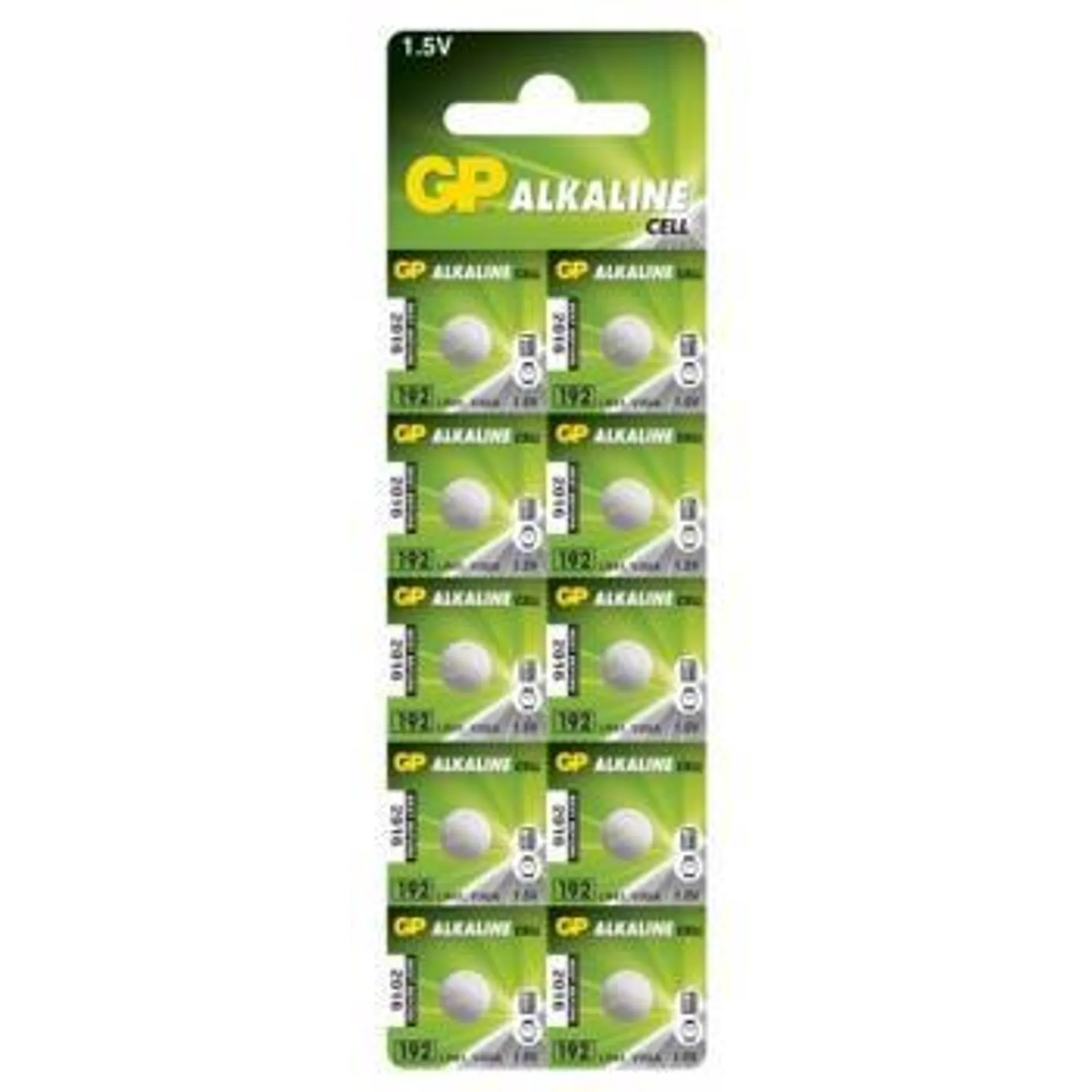 GP Alkaline Cell Battery, Size LR41/192, 1,5V, 10-pack