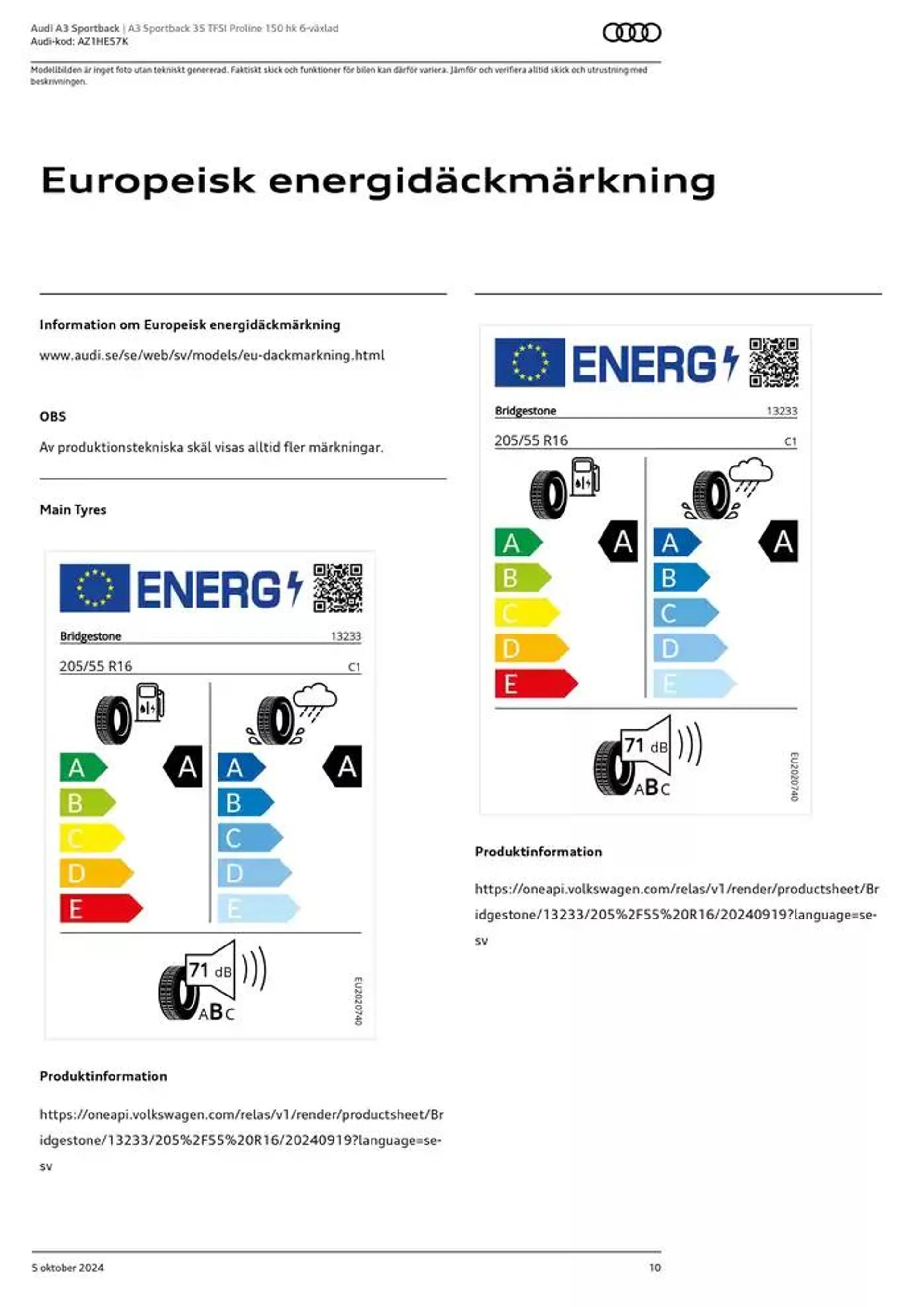 Audi A3 Sportback från 5 oktober till 5 oktober 2025 - Reklamblad sidor 10
