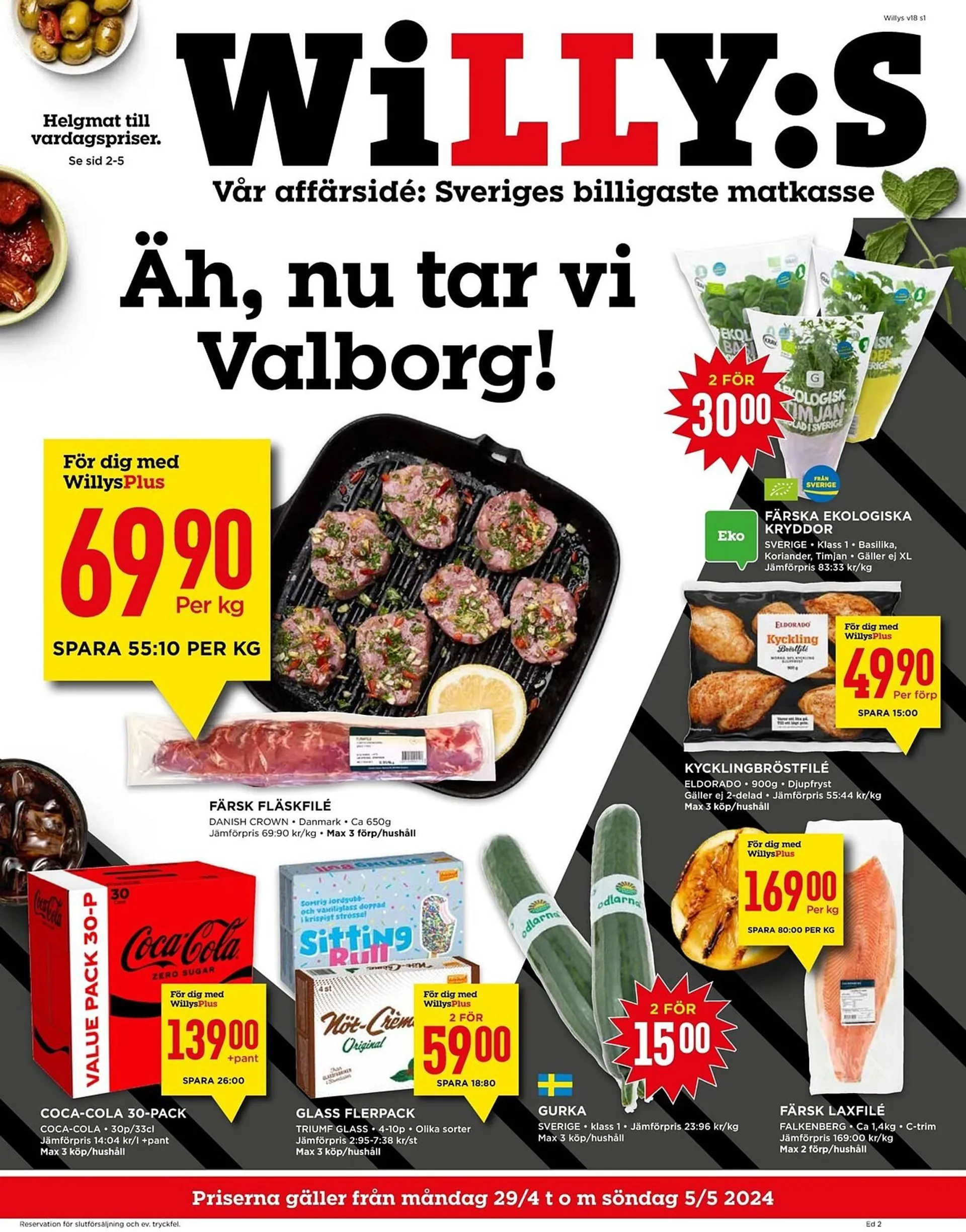 Willys reklamblad från 29 april till 5 maj 2024 - Reklamblad sidor 1