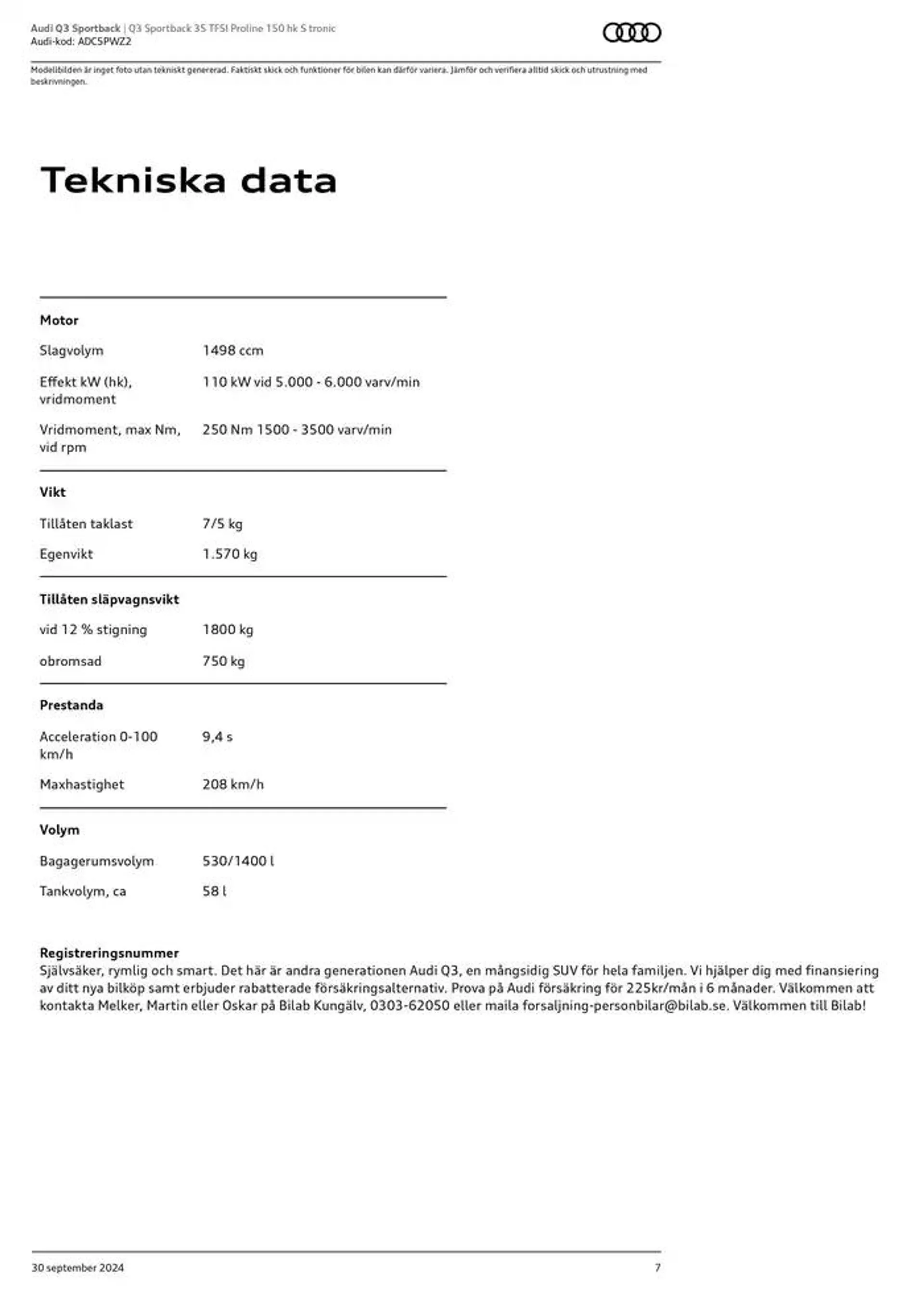 Audi Q3 Sportback från 30 september till 30 september 2025 - Reklamblad sidor 7