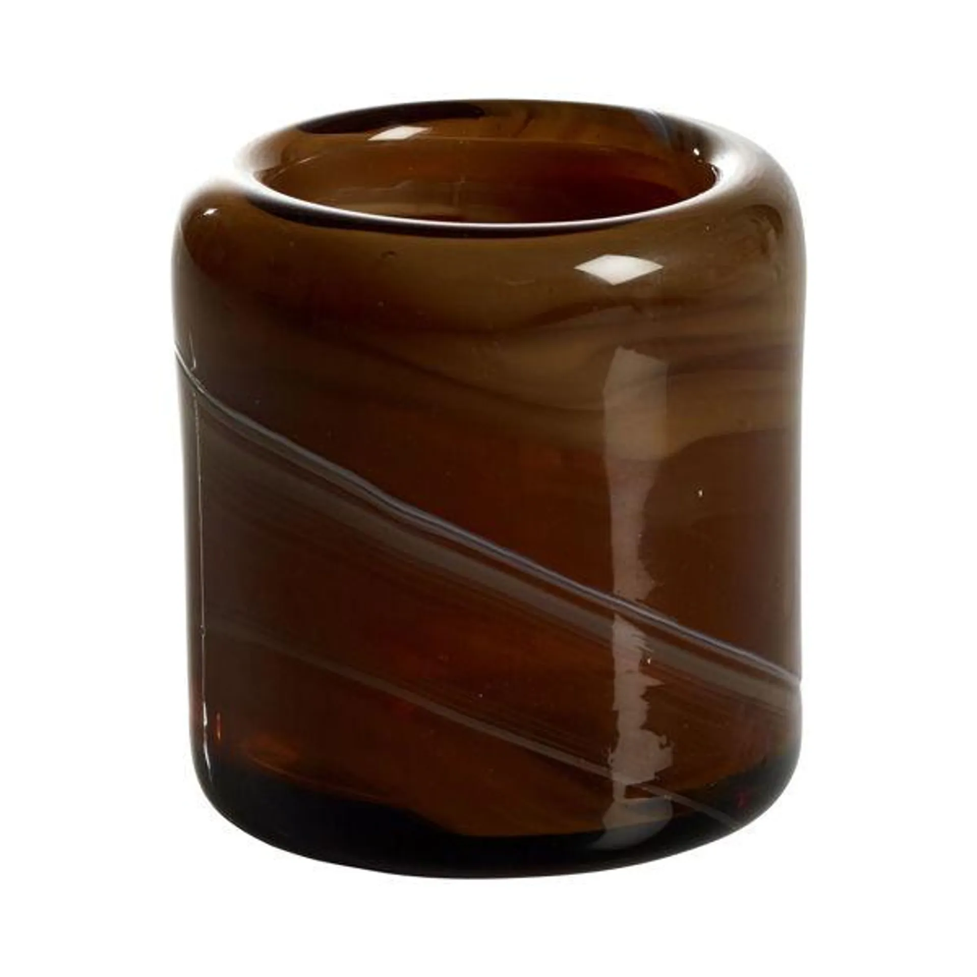PURO Ljuslykta brun 9x9 h9cm 100% munblåst glas