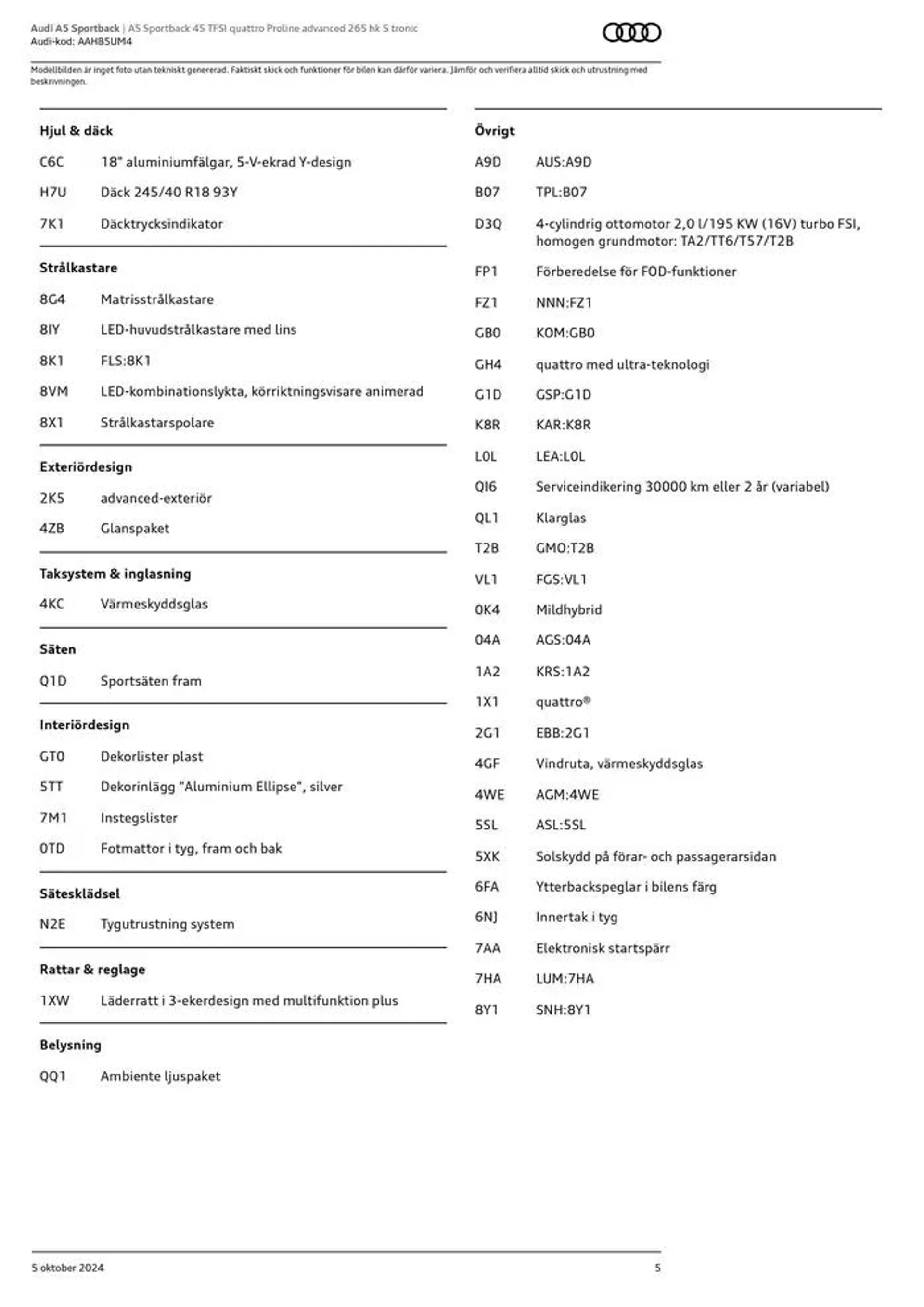 Audi A5 Sportback från 5 oktober till 5 oktober 2025 - Reklamblad sidor 5