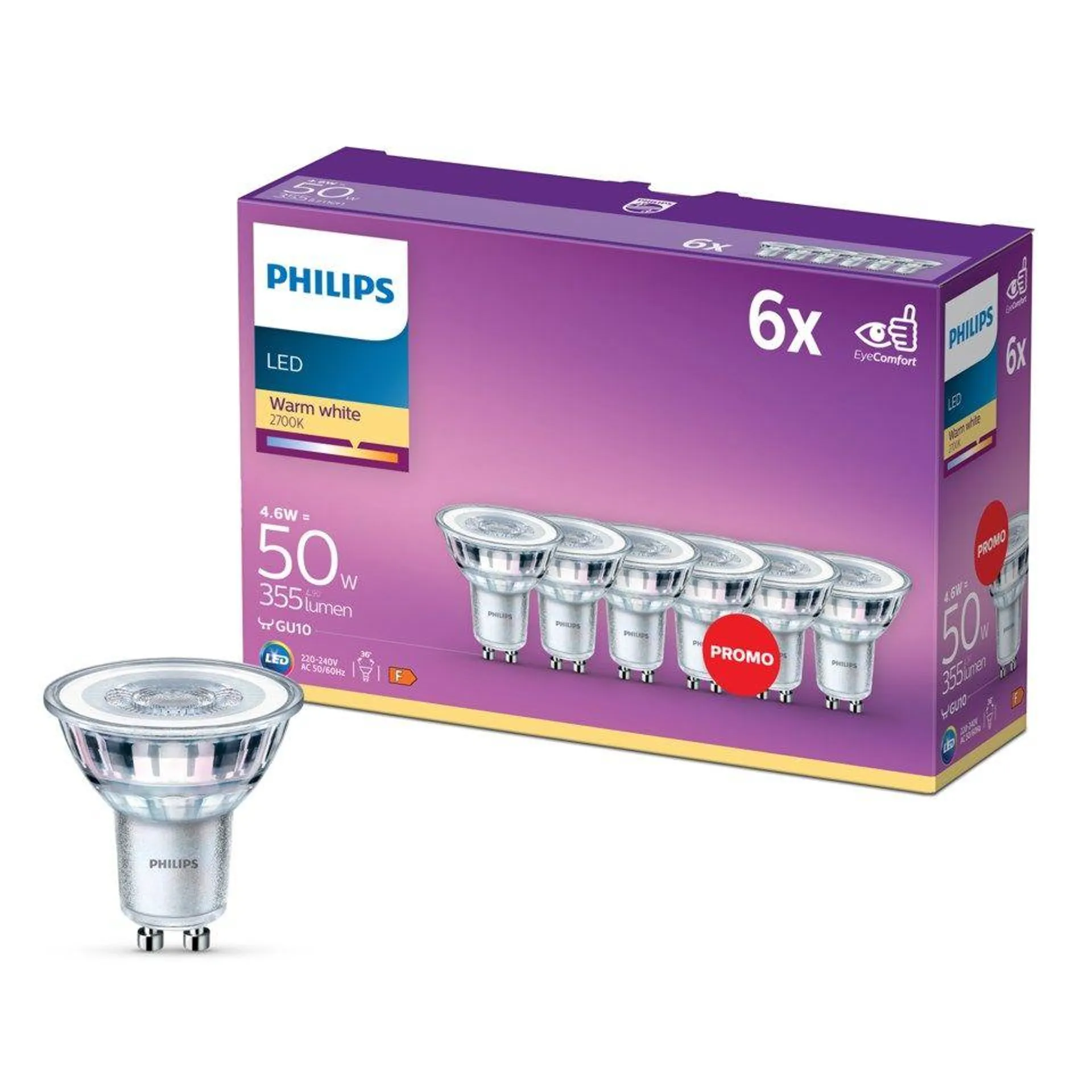 Philips Philips LED-lampa GU10 355 lm 6-pack