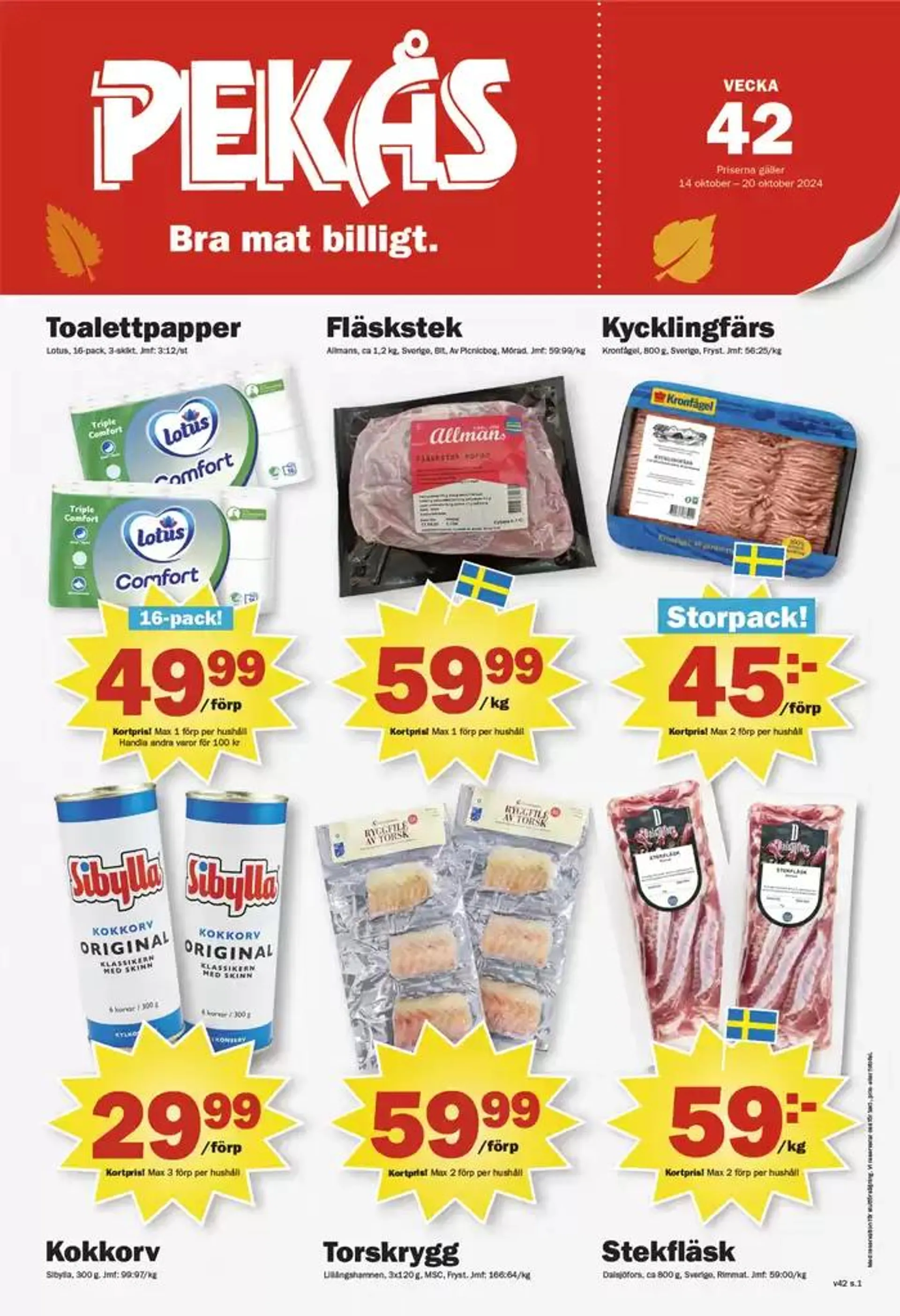 Pekås Veckans kampanjblad från 14 oktober till 28 oktober 2024 - Reklamblad sidor 1