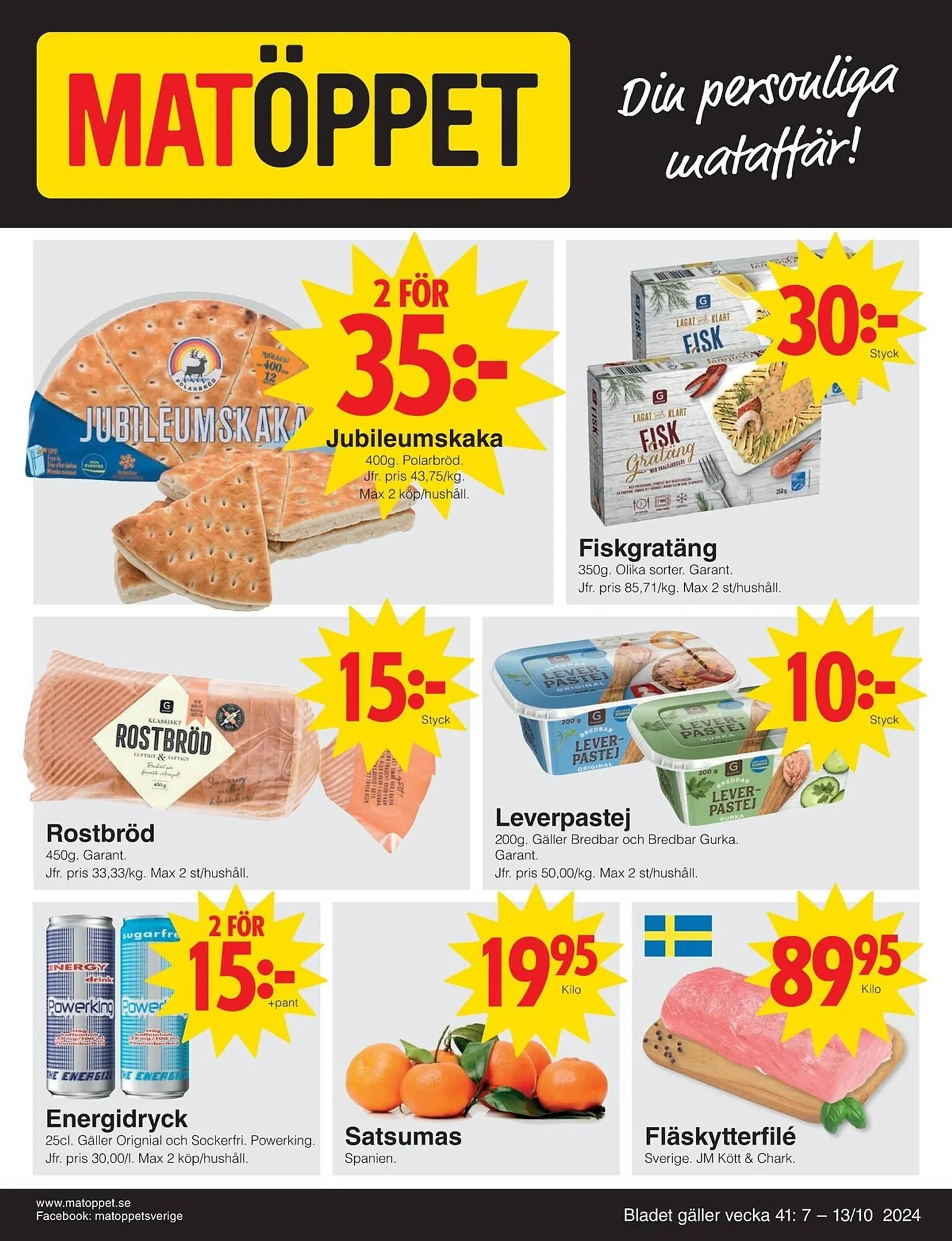 Matöppet reklamblad från 7 oktober till 13 oktober 2024 - Reklamblad sidor 1