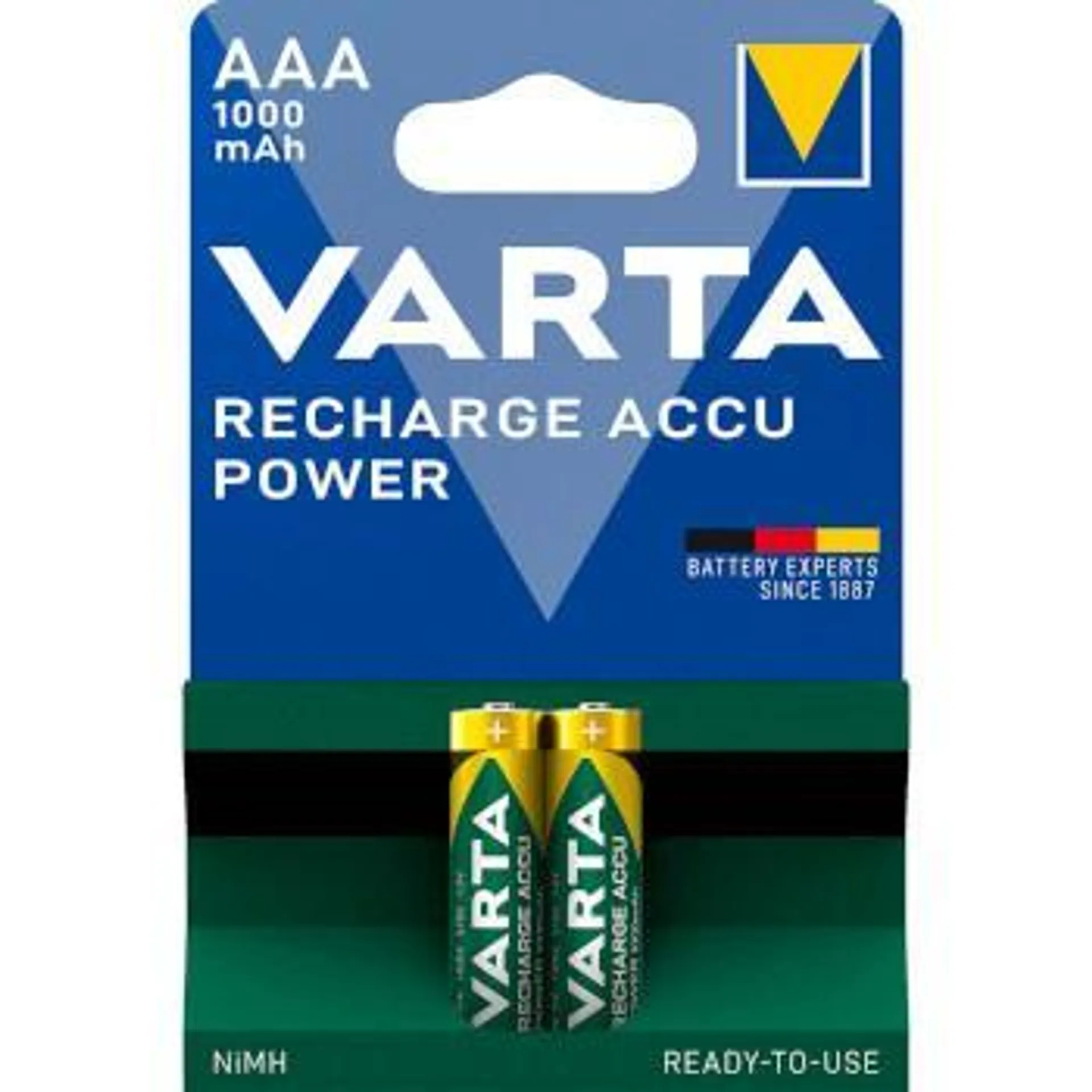 Varta Laddningsbara NiMH-batteri AAA 1.2 V 1000 mAh 2-Blister