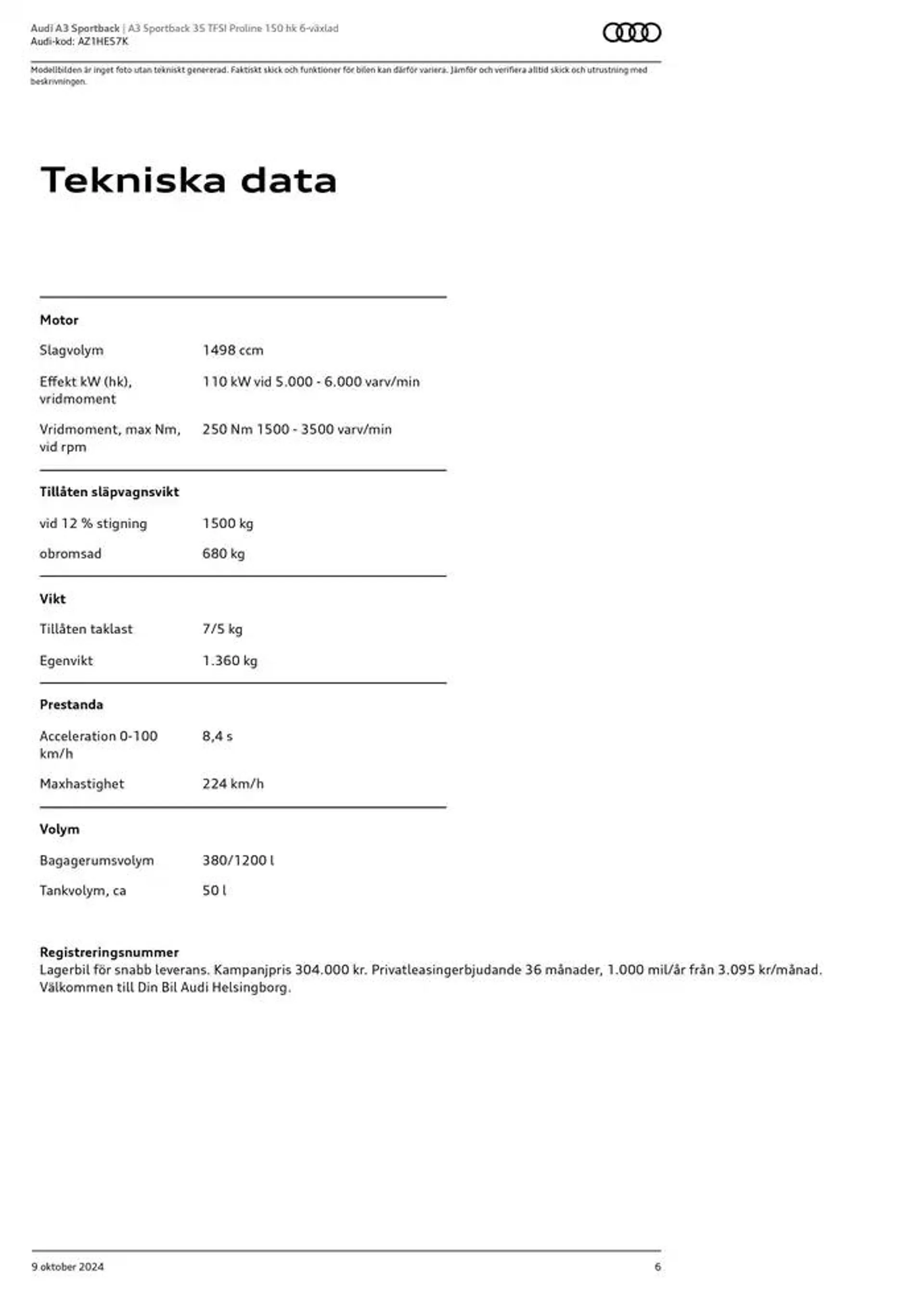 Audi A3 Sportback från 9 oktober till 9 oktober 2025 - Reklamblad sidor 6