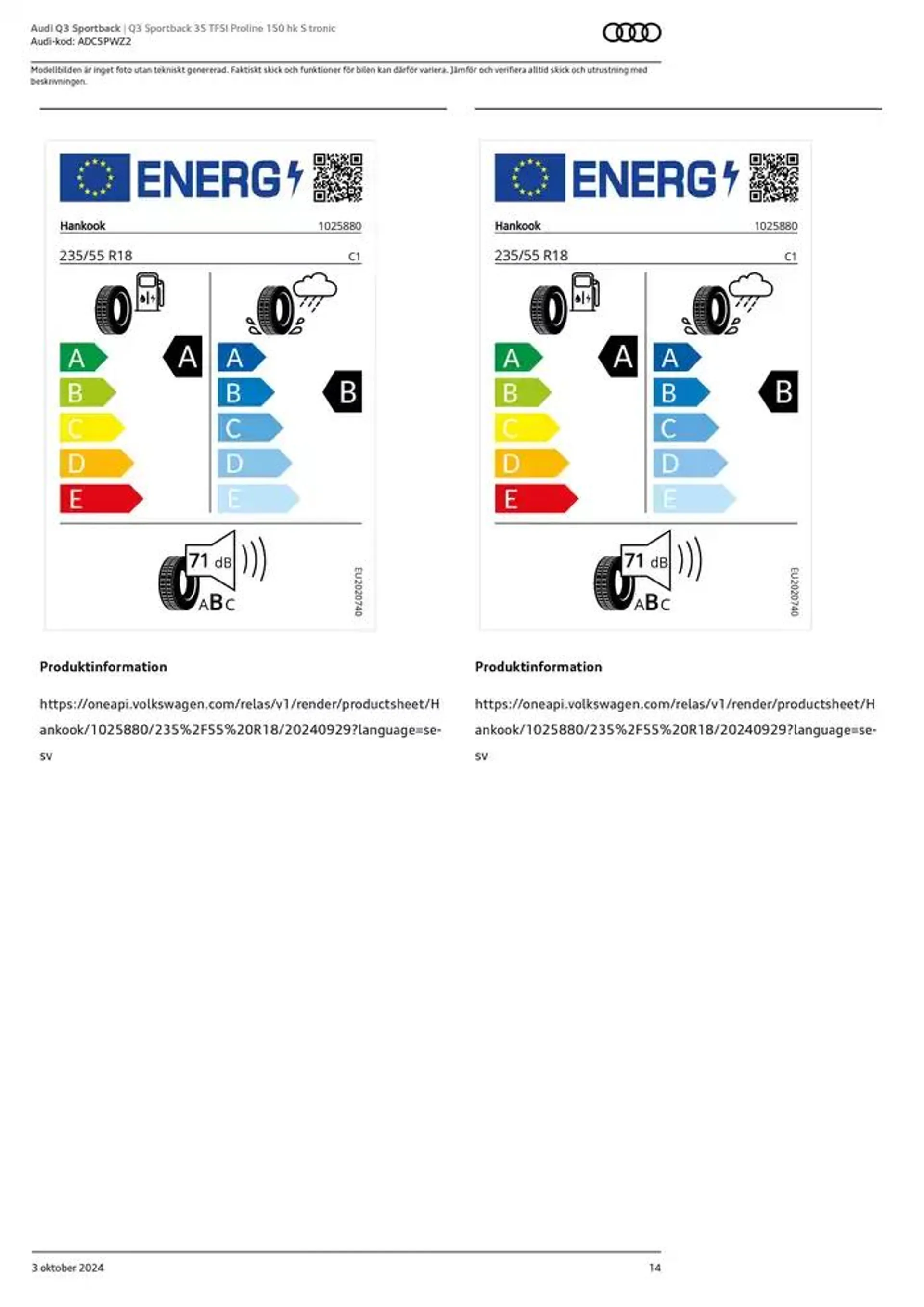 Audi Q3 Sportback från 3 oktober till 3 oktober 2025 - Reklamblad sidor 14