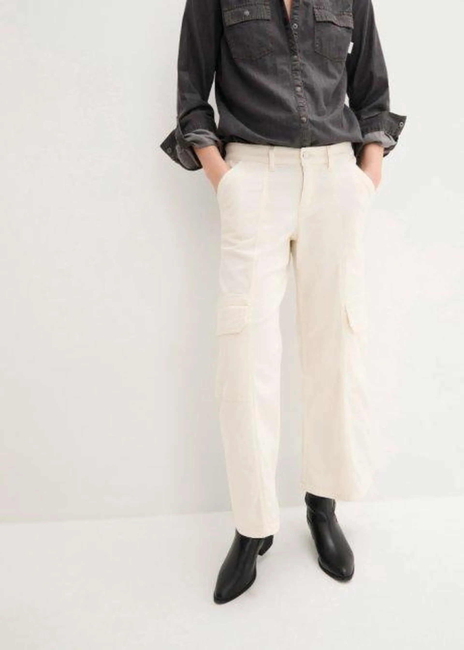 Cargo Jeans Mid Waist, cropped