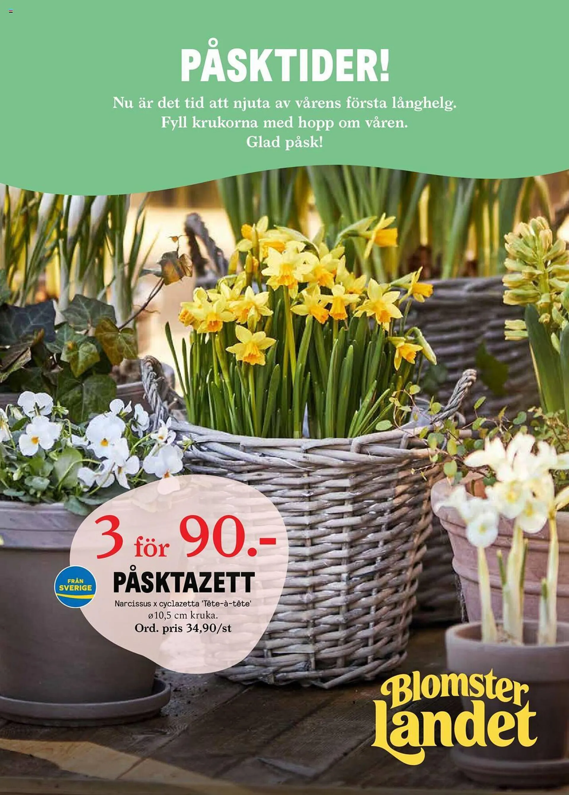 Blomsterlandet reklamblad från 18 mars till 24 mars 2024 - Reklamblad sidor 1