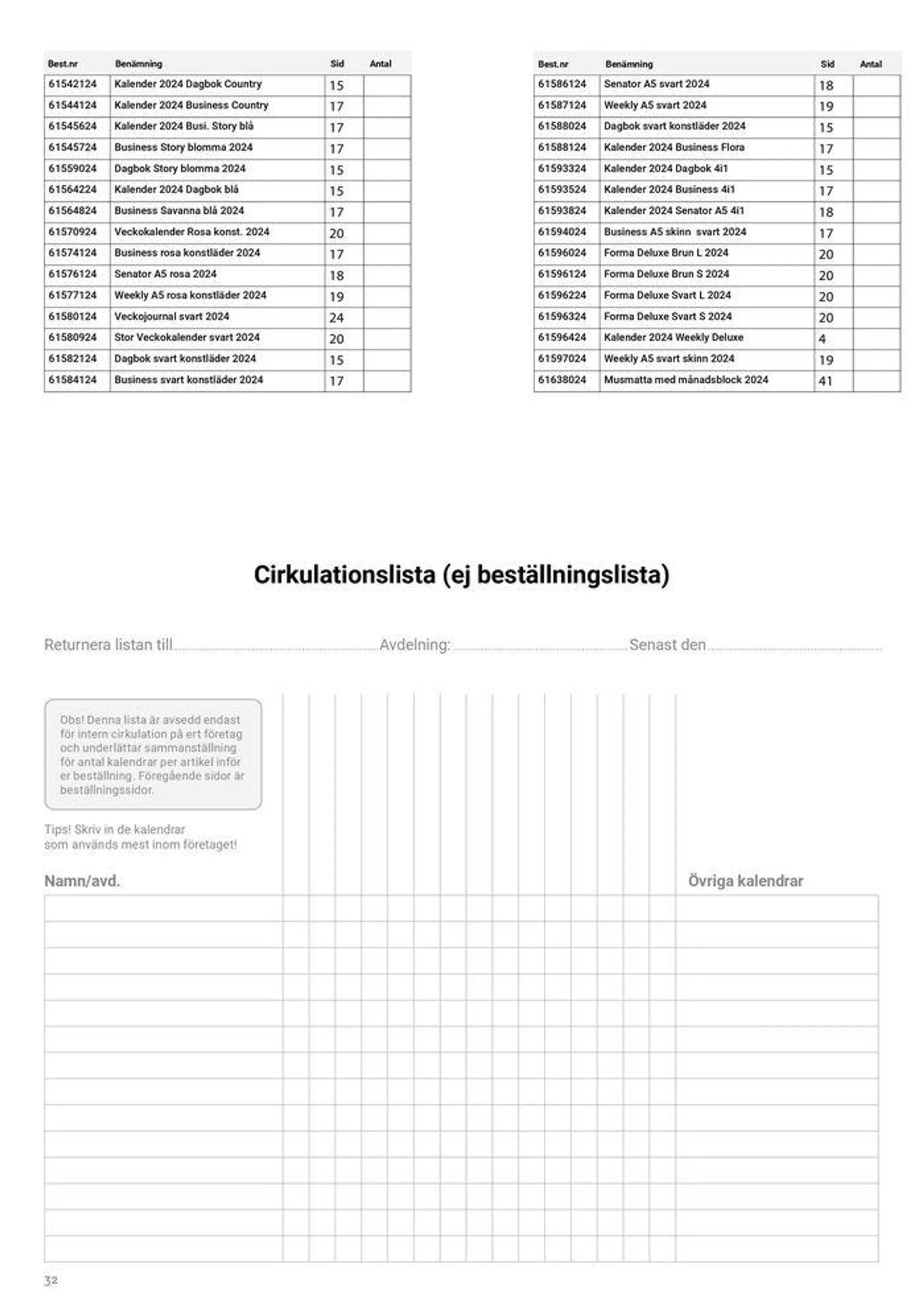 Kalendrar 2024  från 8 februari till 31 december 2024 - Reklamblad sidor 32