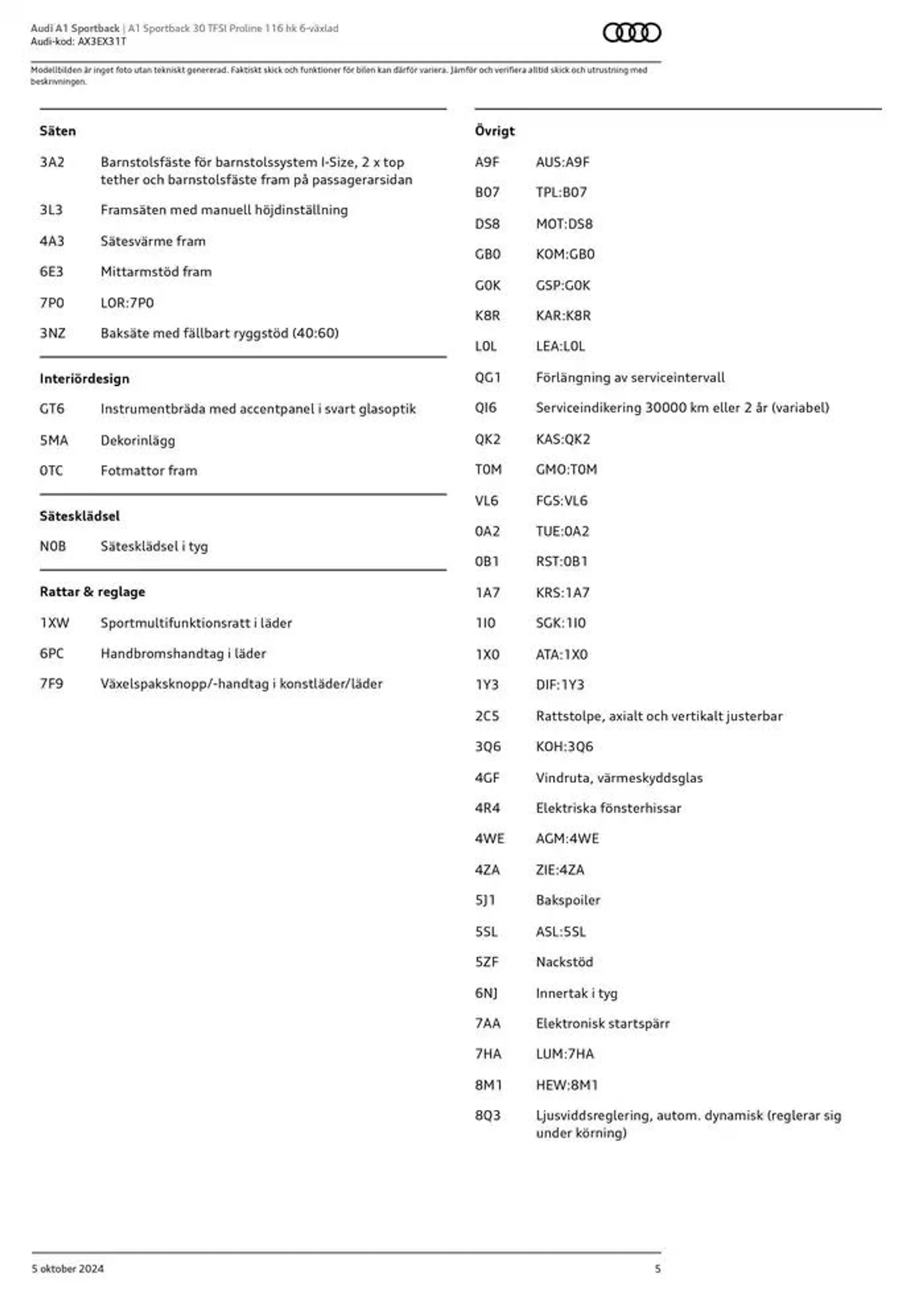 Audi A1 Sportback från 5 oktober till 5 oktober 2025 - Reklamblad sidor 5