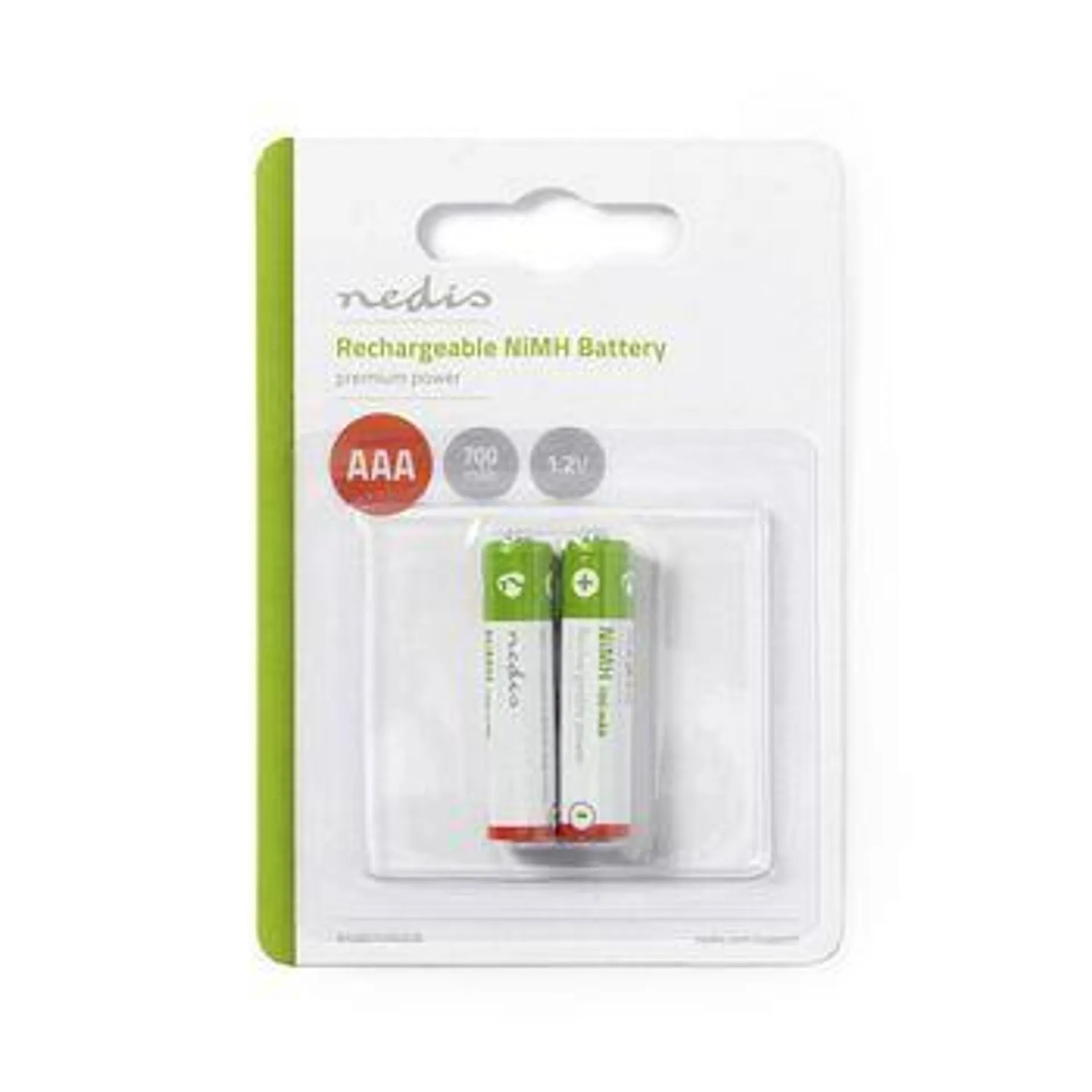 Nedis Laddningsbara Ni-MH-batteri AAA | 1.2 V DC | 700 mAh | Förladdad | 2-Blister