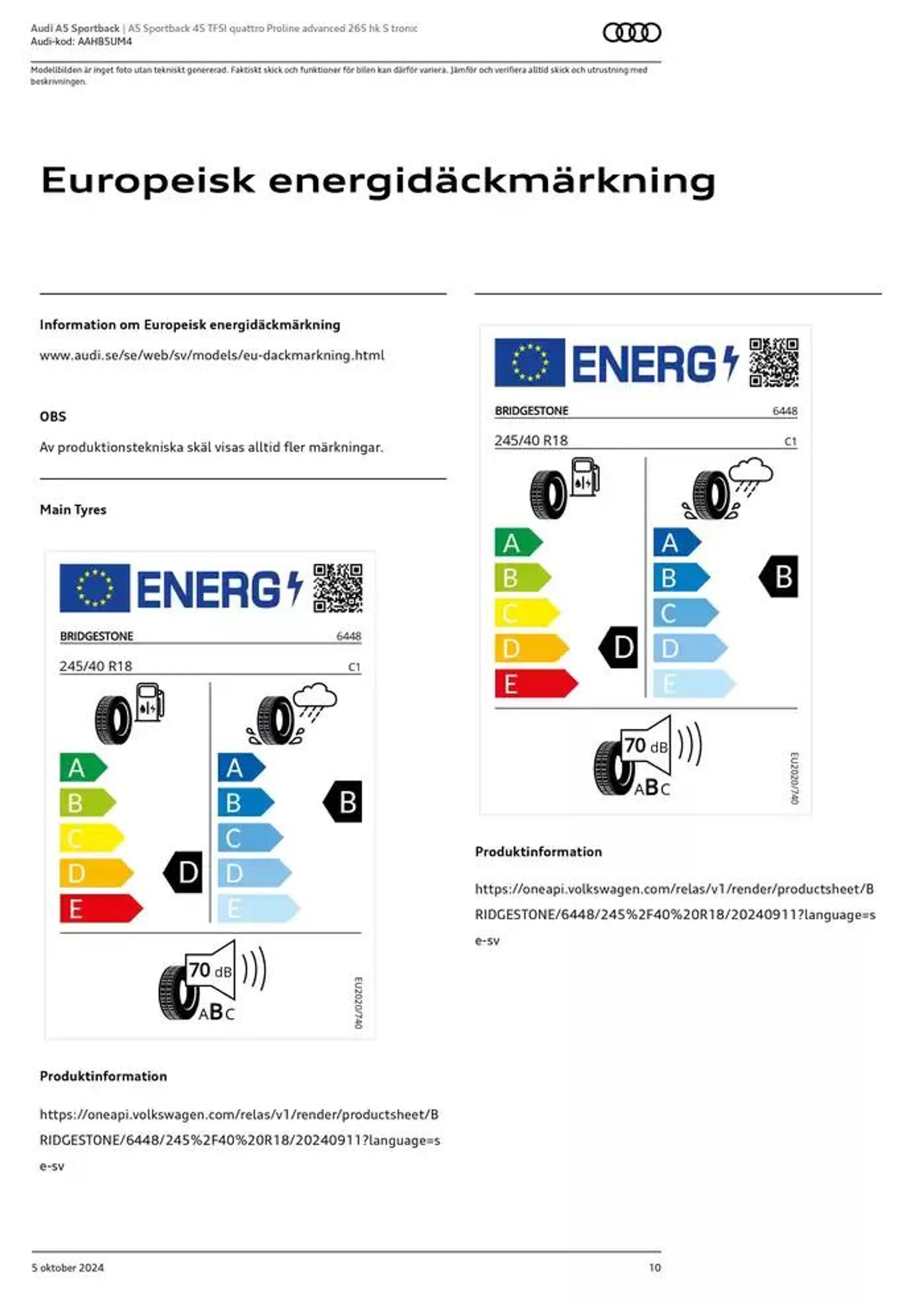 Audi A5 Sportback från 5 oktober till 5 oktober 2025 - Reklamblad sidor 10