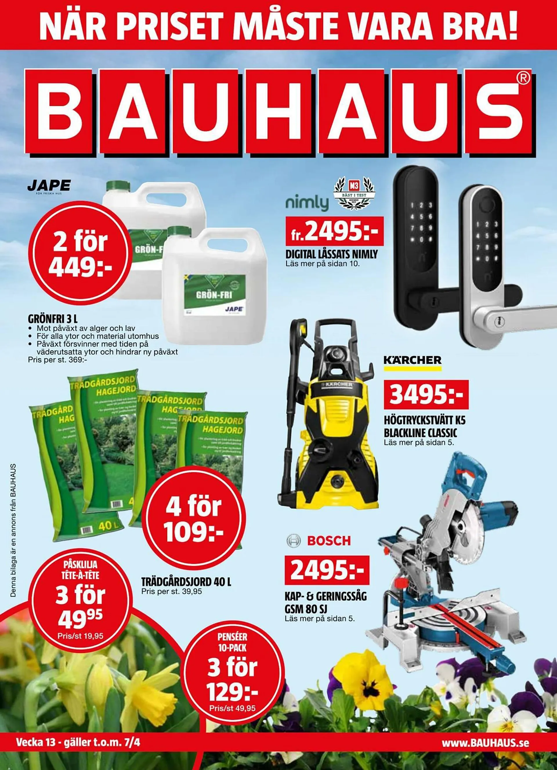 Bauhaus reklamblad från 24 mars till 7 april 2024 - Reklamblad sidor 1