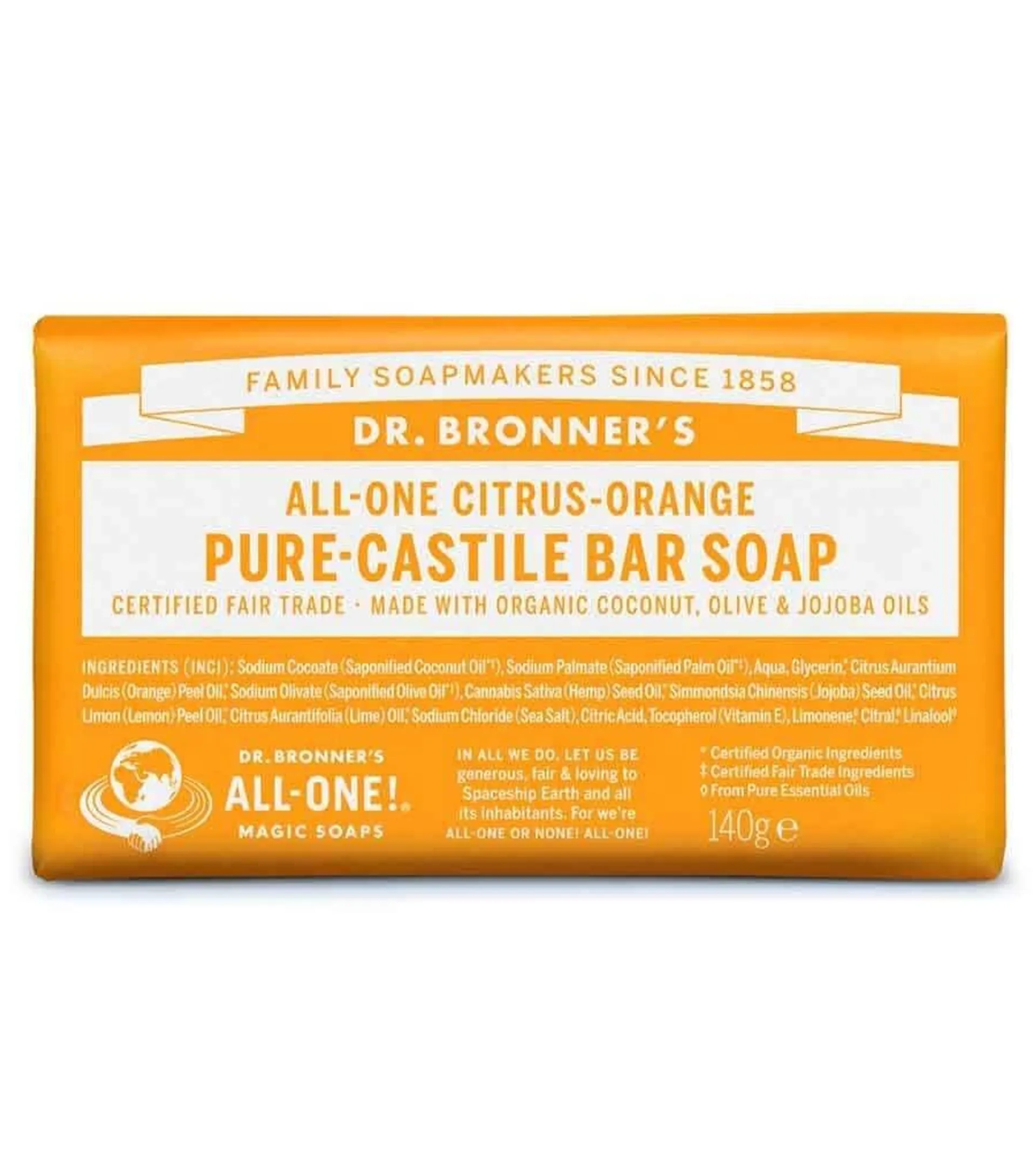 Pure Castile Bar Soap Citrus Orange