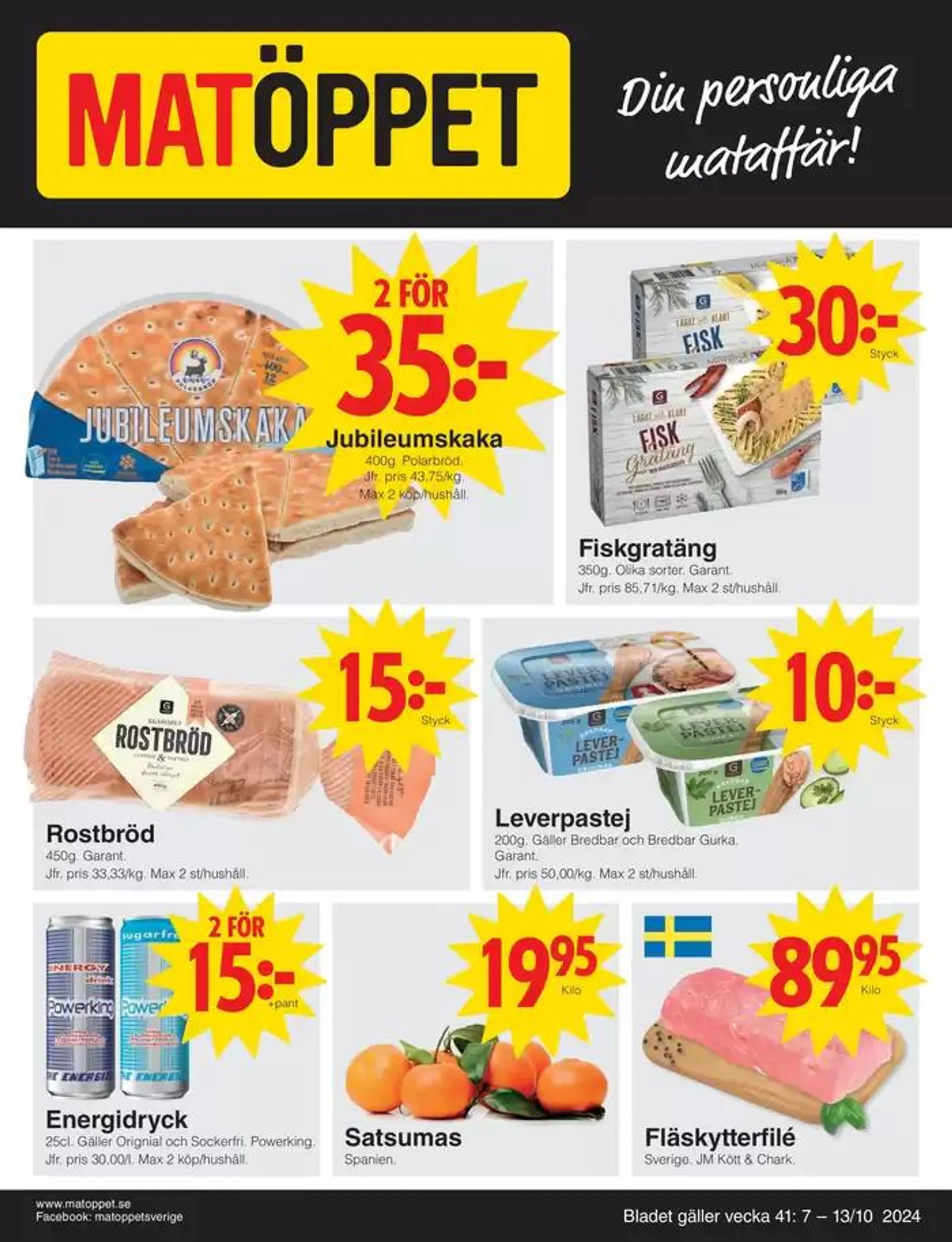 Matöppet Veckans DR-blad från 7 oktober till 13 oktober 2024 - Reklamblad sidor 1