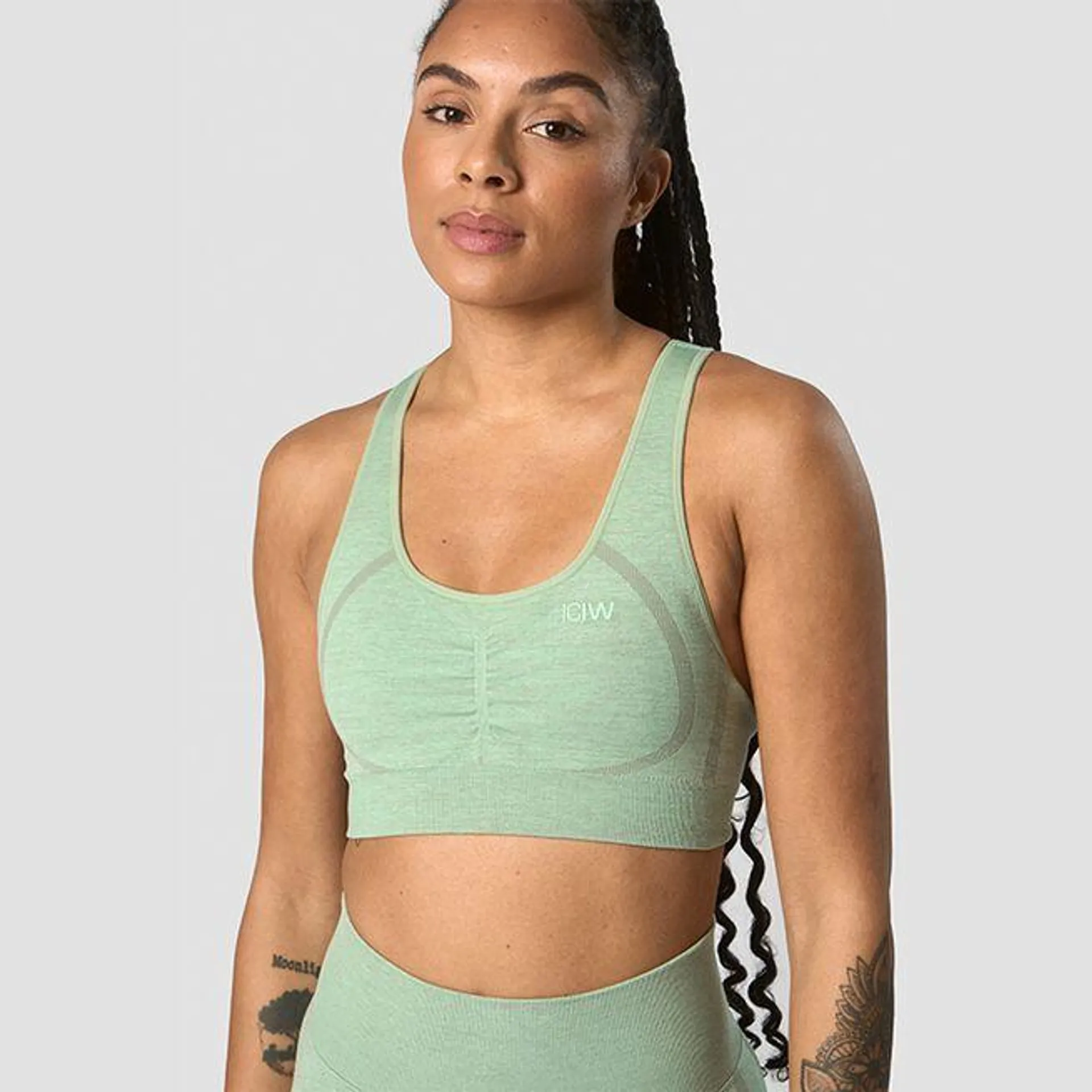 Rush Seamless Sports Bra, Ice Green Melange