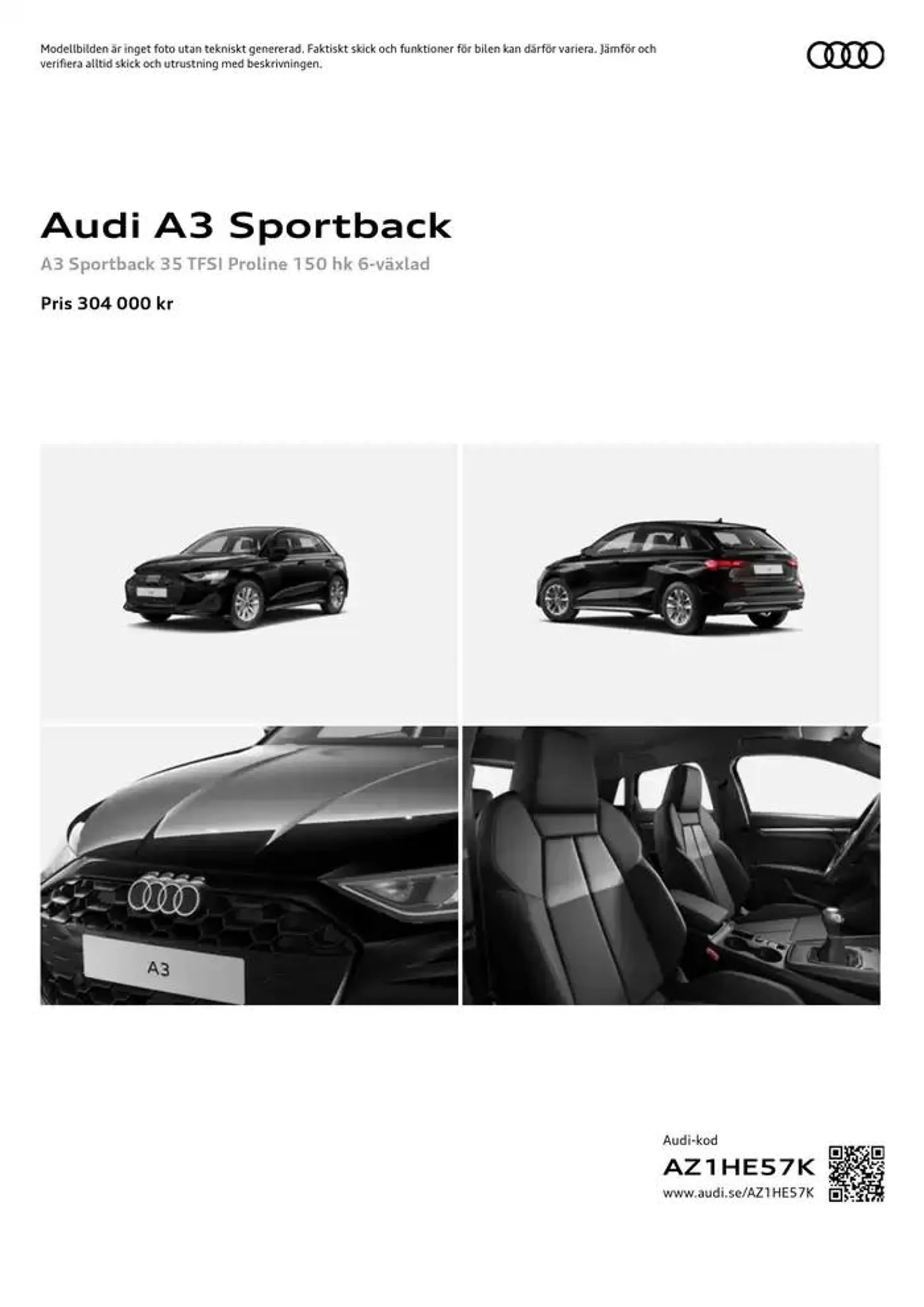 Audi A3 Sportback från 29 oktober till 29 oktober 2025 - Reklamblad sidor 1