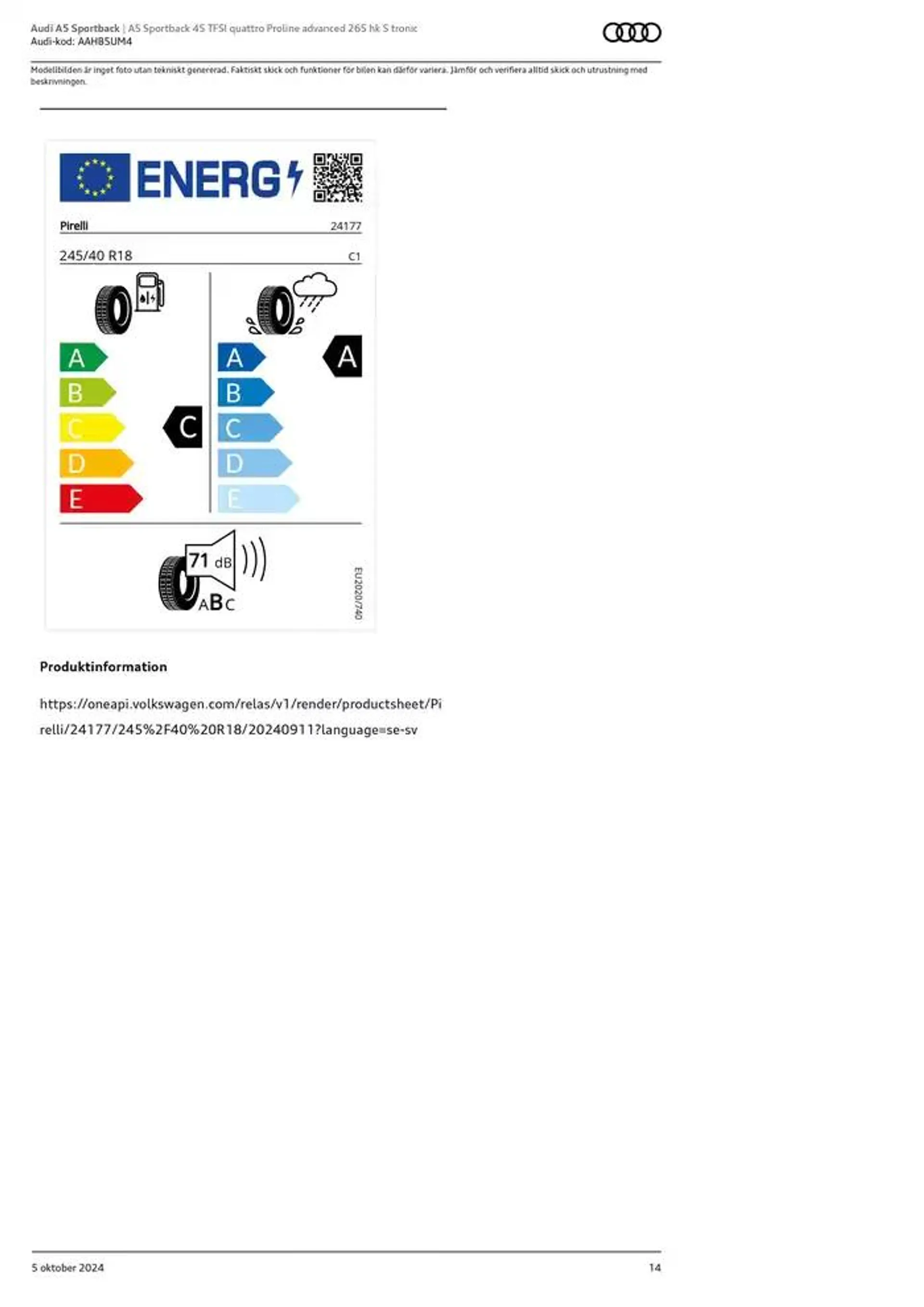 Audi A5 Sportback från 5 oktober till 5 oktober 2025 - Reklamblad sidor 14