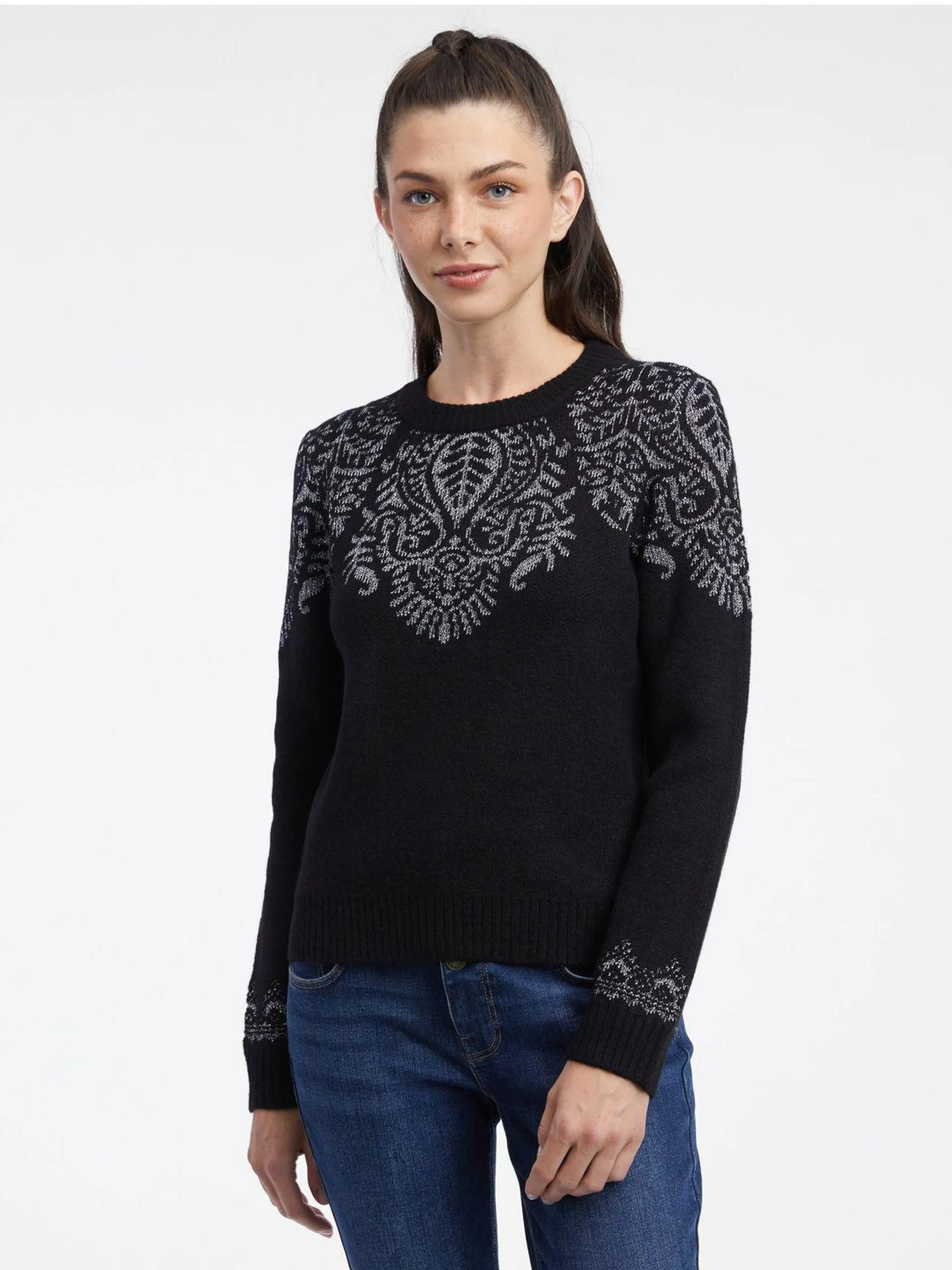 ORSAY fekete női mintás pulóver