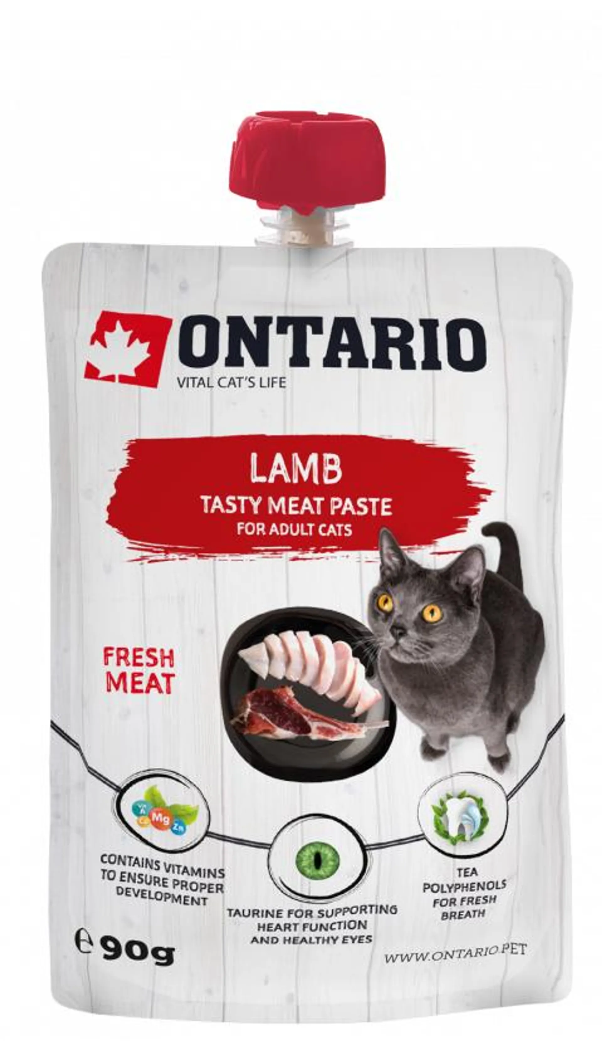 Ontario mäsová pasta pre mačky jahňa 90 g