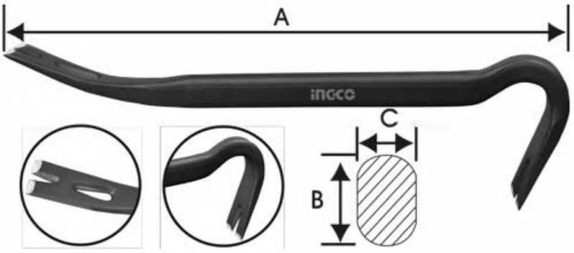 Páčidlo, vyťahovač klincov, 1200mm, PAJSER INGCO