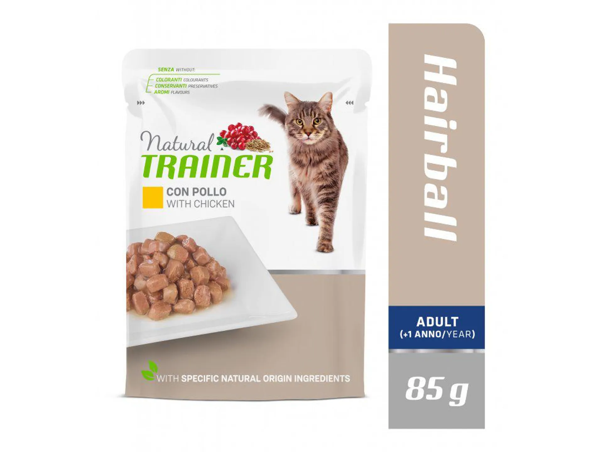 Kapsička Natural Trainer Cat Adult HAIRBALL kuracie 85 g