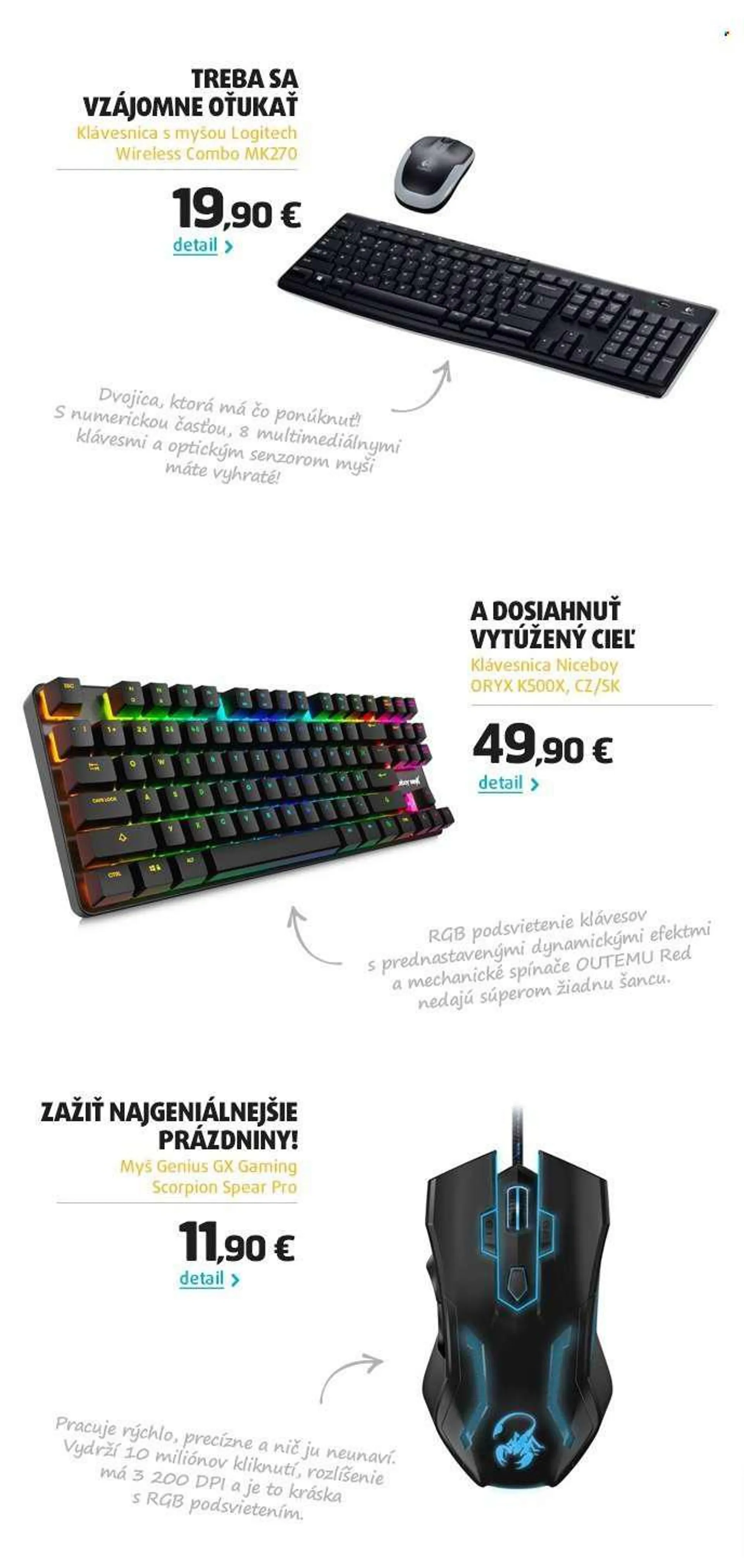 Leták Datart - 29.6.2022 - 5.7.2022 - Produkty v akcii - Genius, klávesnica, Logitech, myš, Niceboy. Strana 3.