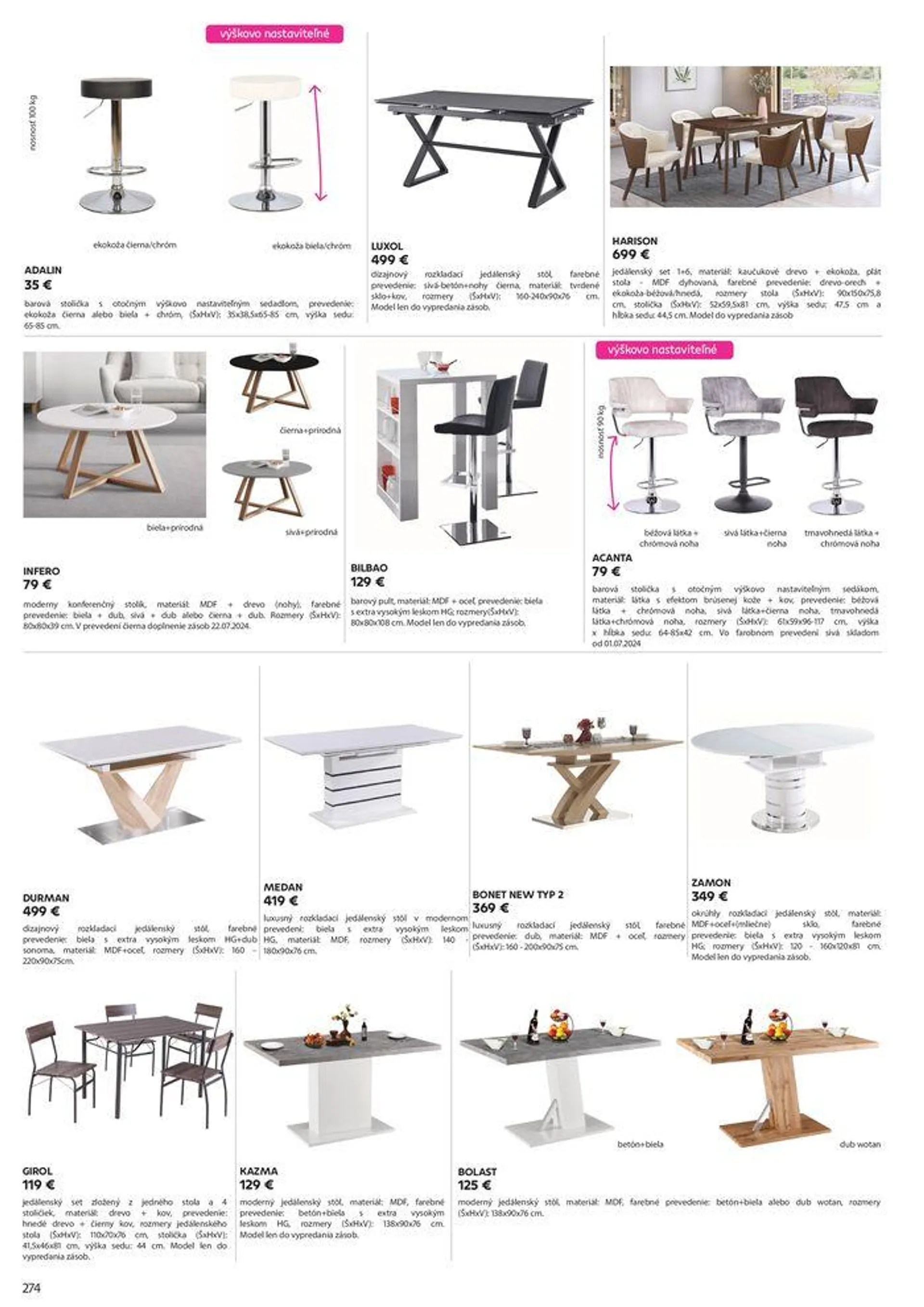 Leták: Katalóg nábytku a doplnkov  od 10. júna do 31. augusta 2024 - Prehľad Stránky 274