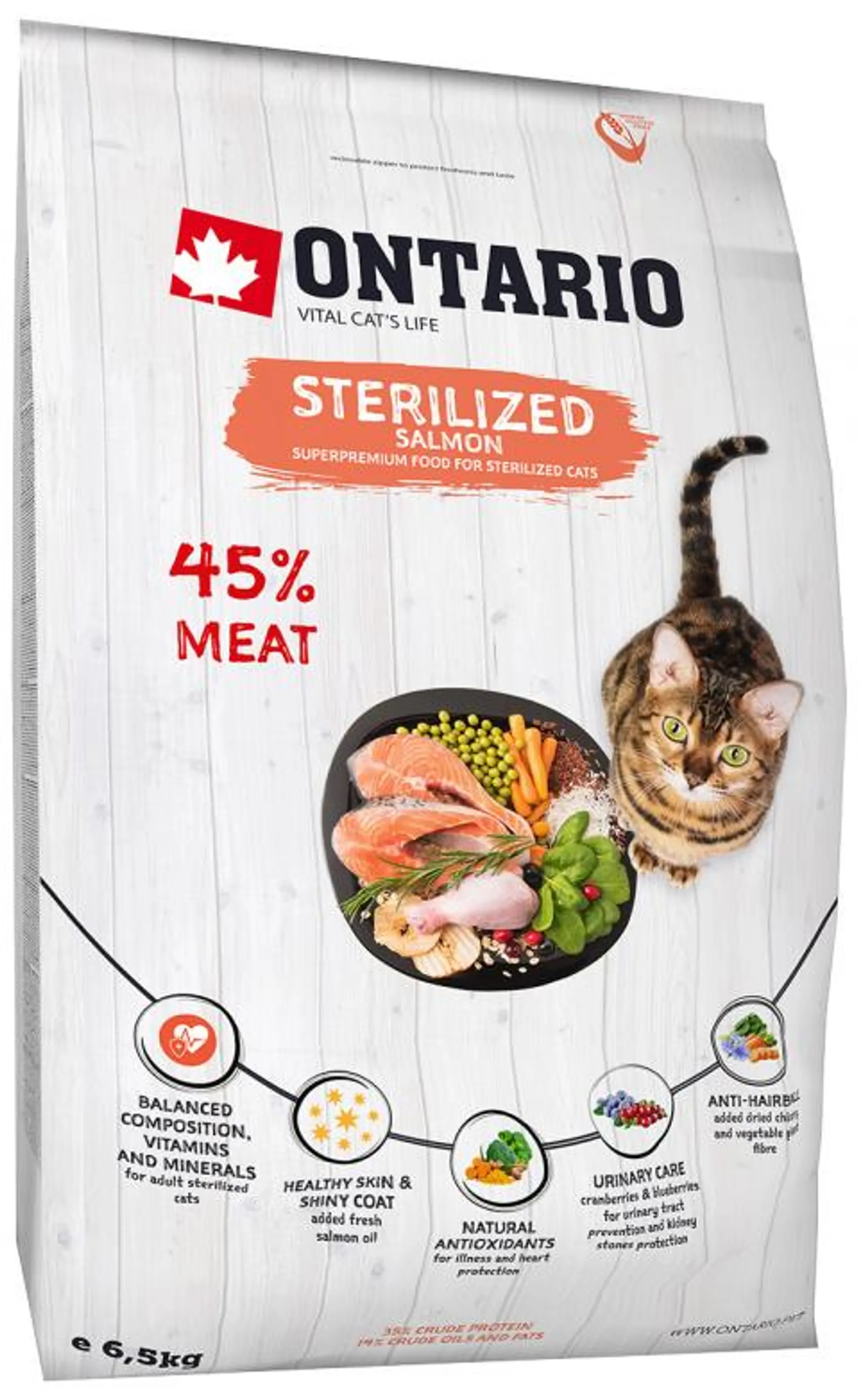 Ontario Cat Sterilised Salmon 6,5 kg