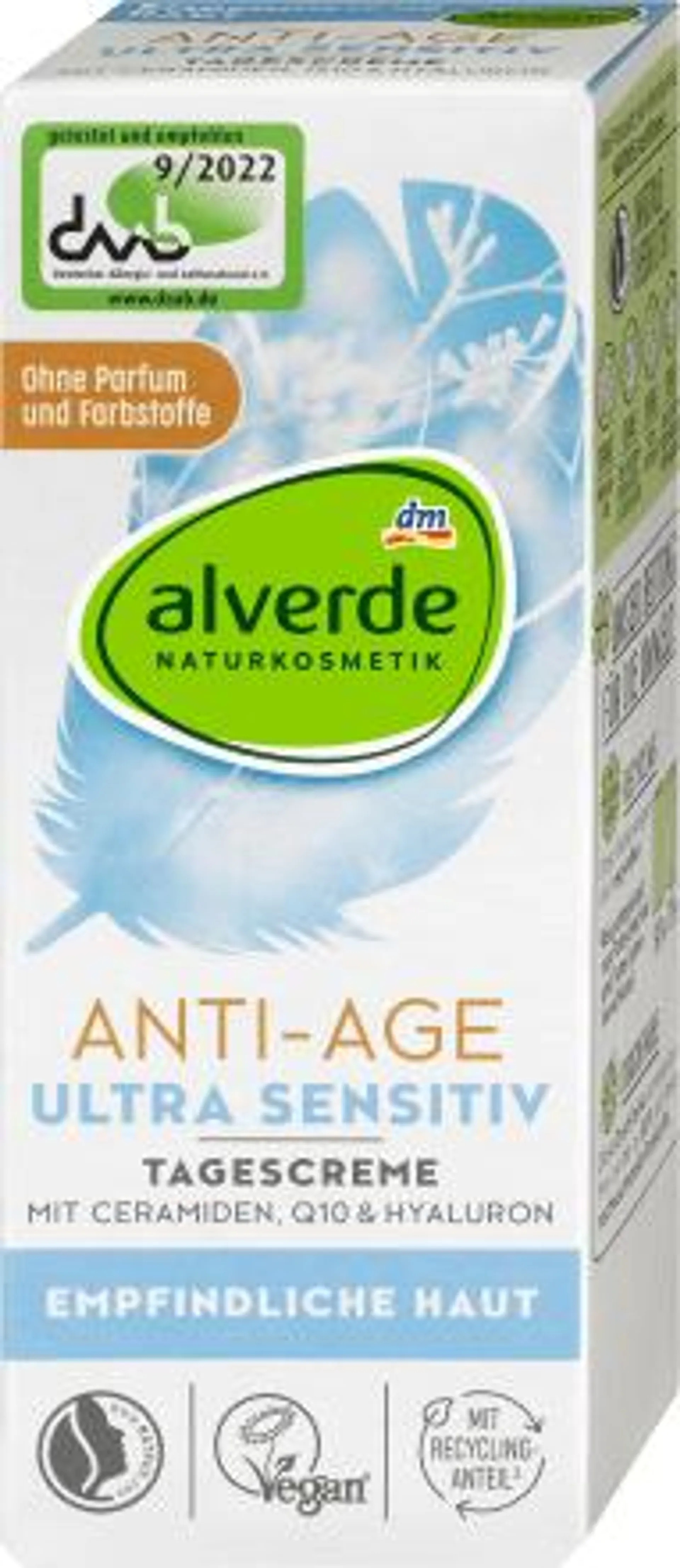 Denný pleťový krém Anti-Age Ultra Sensitive s ceramidmi, Q10 a kyselinou hyalurónovou, 50 ml