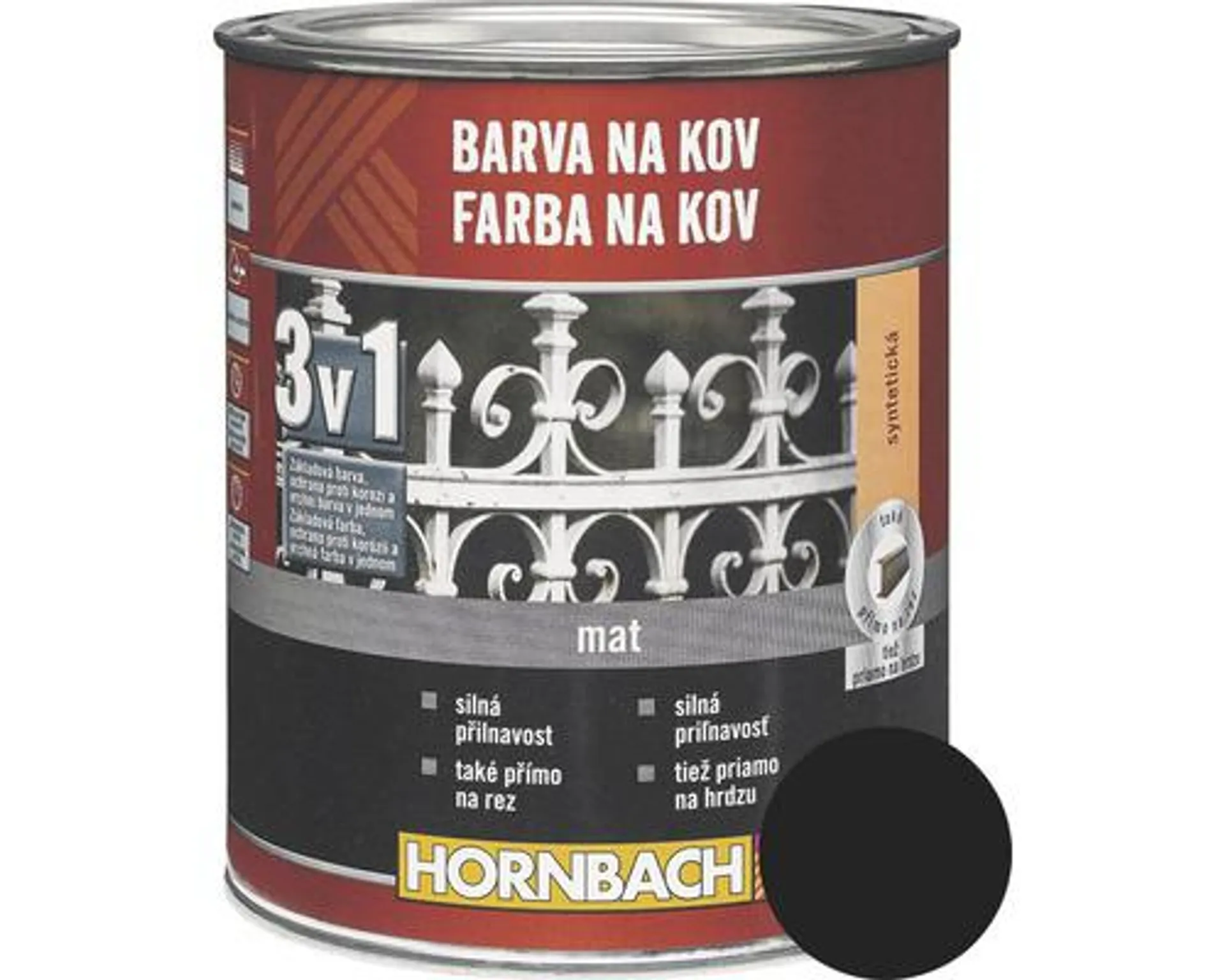 Farba na kov 3v1 HORNBACH 250 ml čierna matná