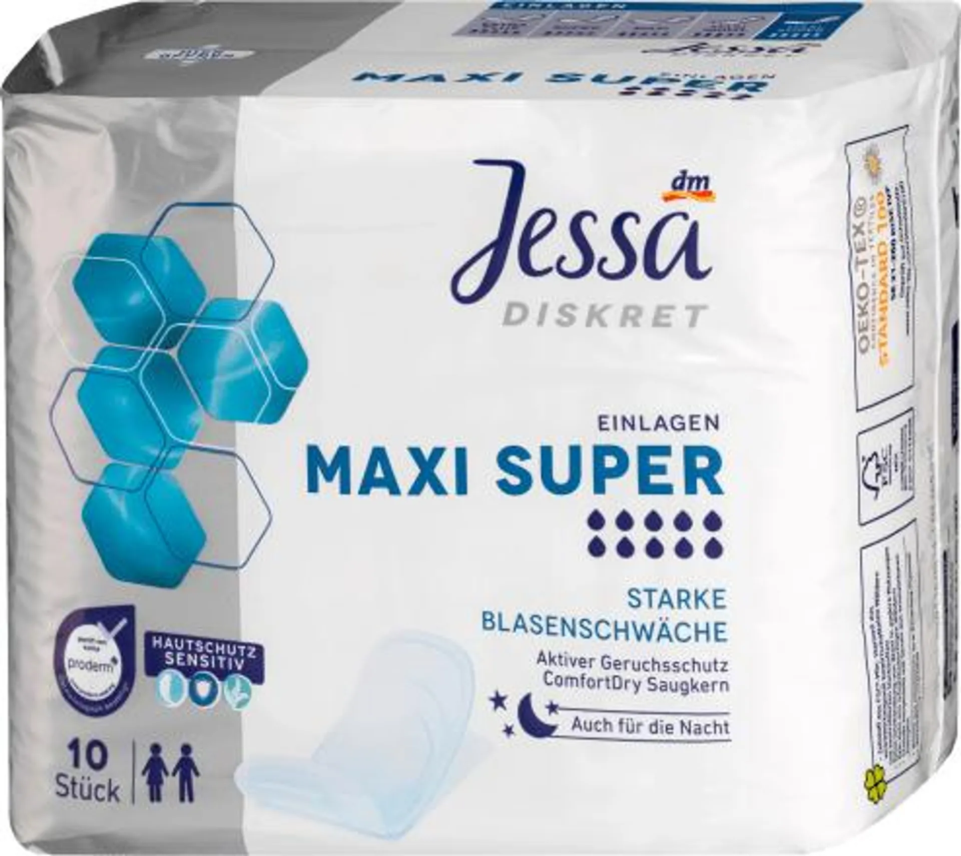 Hygienické inkontinenčné vložky Diskret Maxi Super, 10 ks