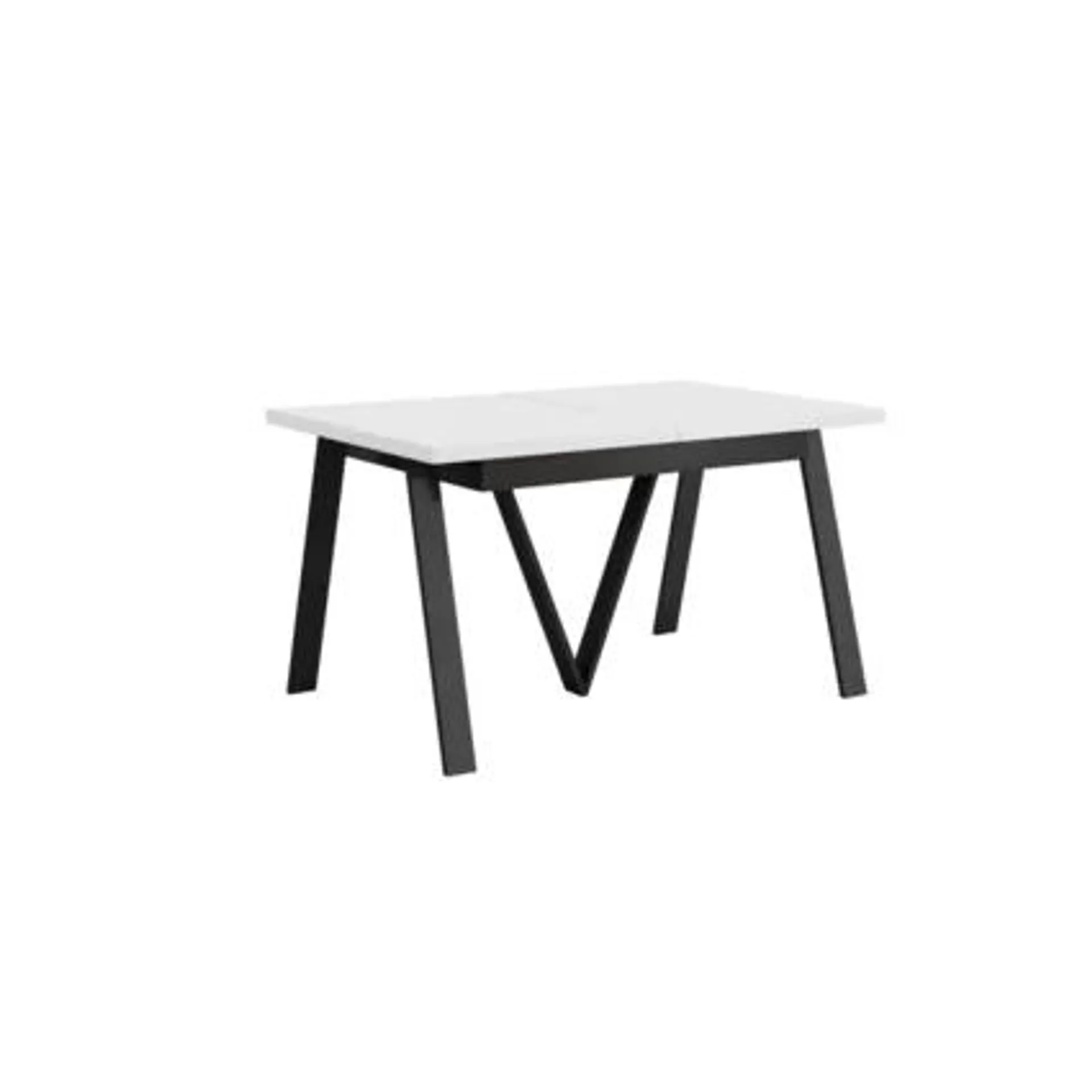 Jedálenský rozkladací stôl, matná biela/čierna, 140-290x90 cm, AVENY