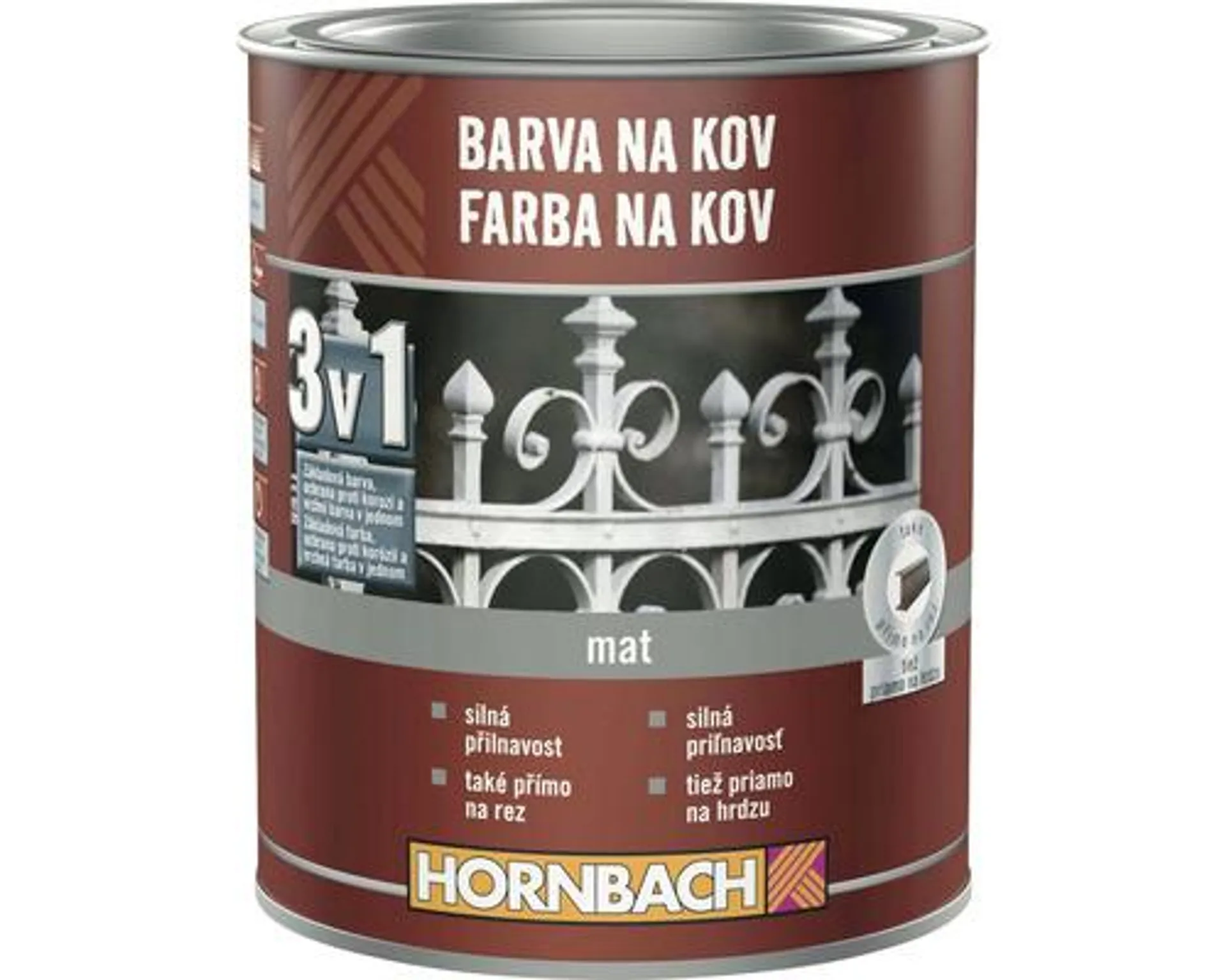 Farba na kov 3v1 HORNBACH 750 ml antracit matná