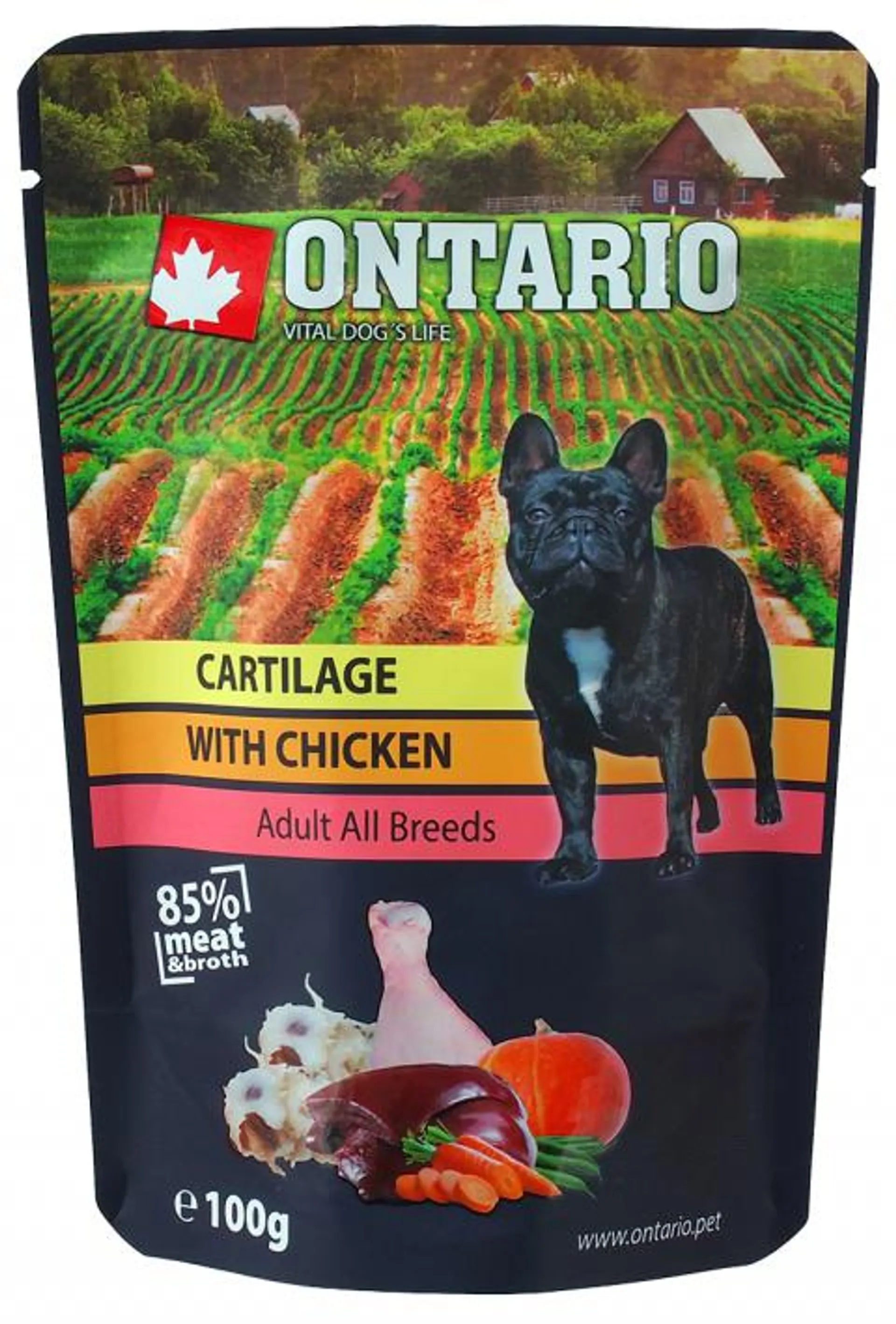Ontario dog kapsička kura a chrupky vo vývare 100 g