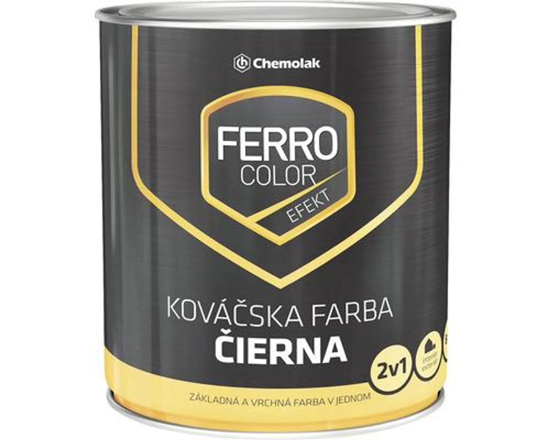 Farba syntetická antikorózna 2 v 1 Ferro Color pololesk EFEKT kováčska čierna 0,75l