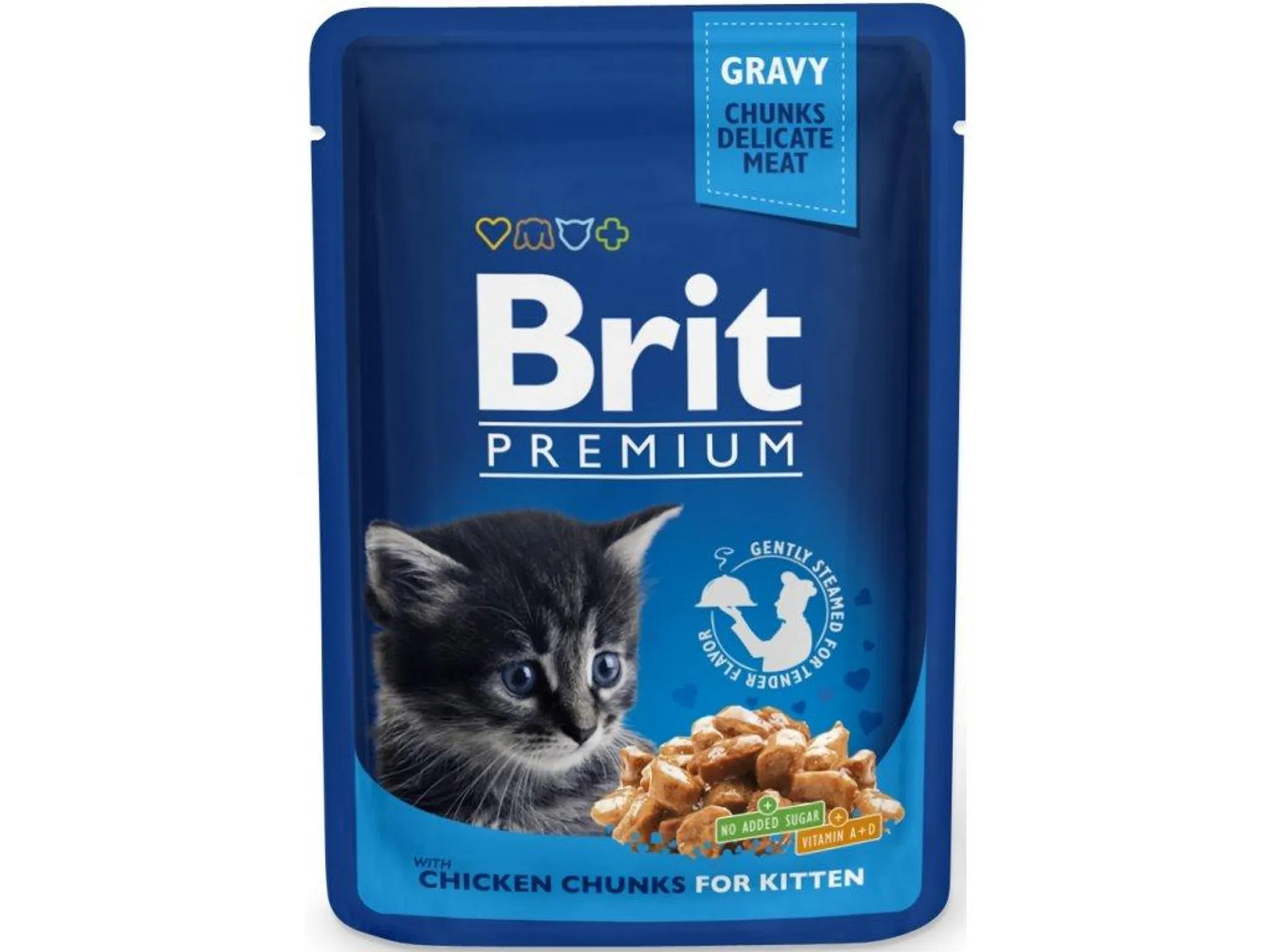Kapsička Brit Cat Premium Pouches kuracie kúsky pre mačiatka 100 g